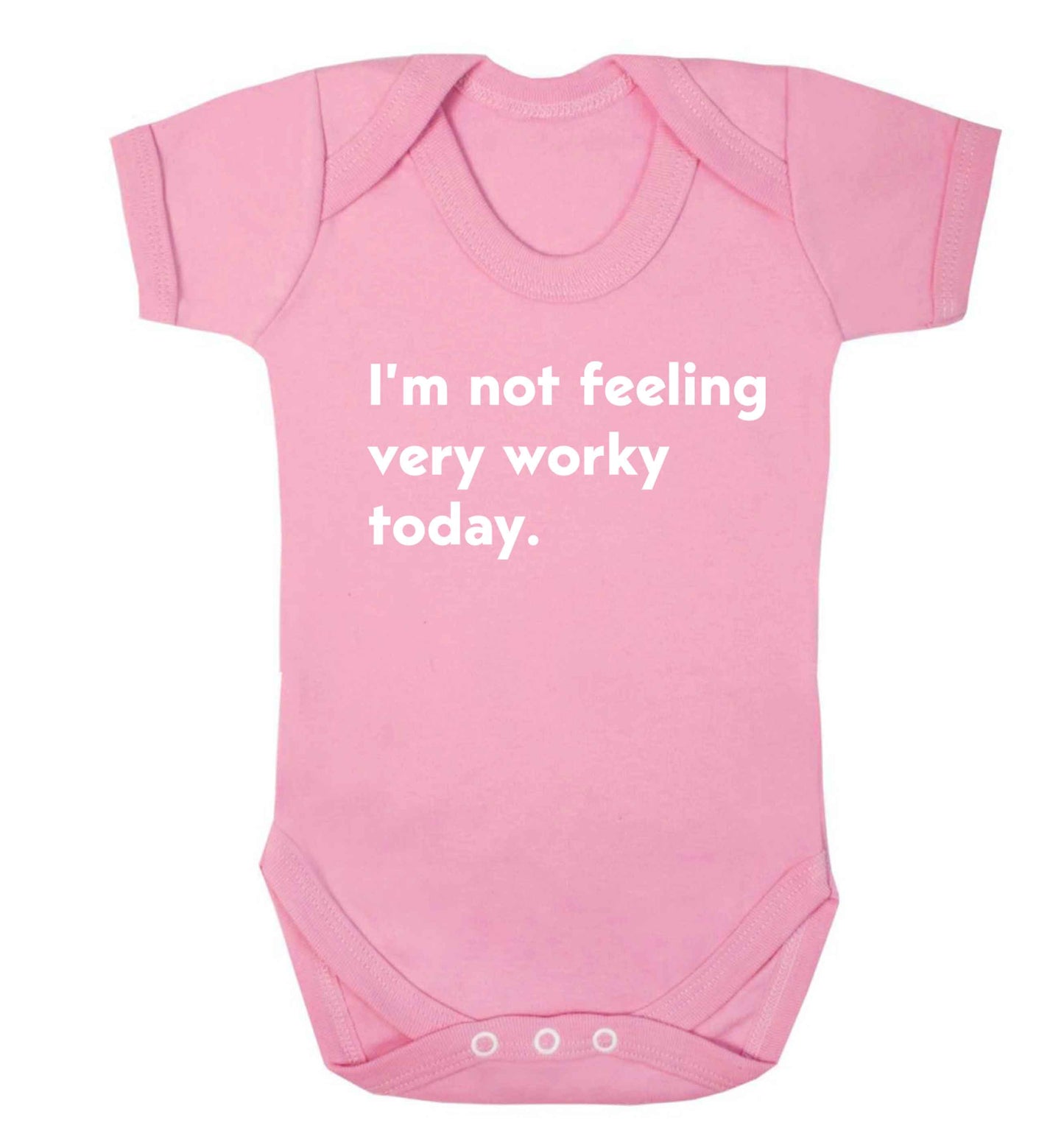 I'm not feeling very worky today Baby Vest pale pink 18-24 months
