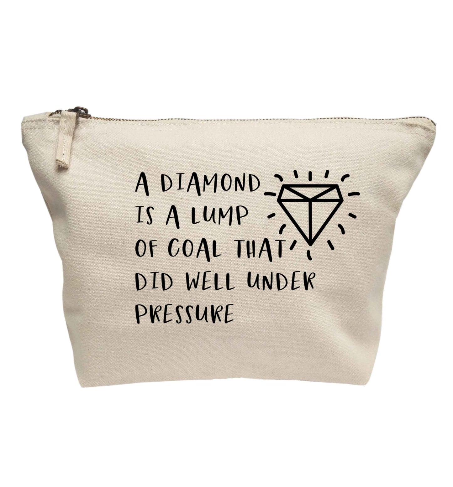 A diamond is a lump of coal that did well under preassure | makeup / wash bag