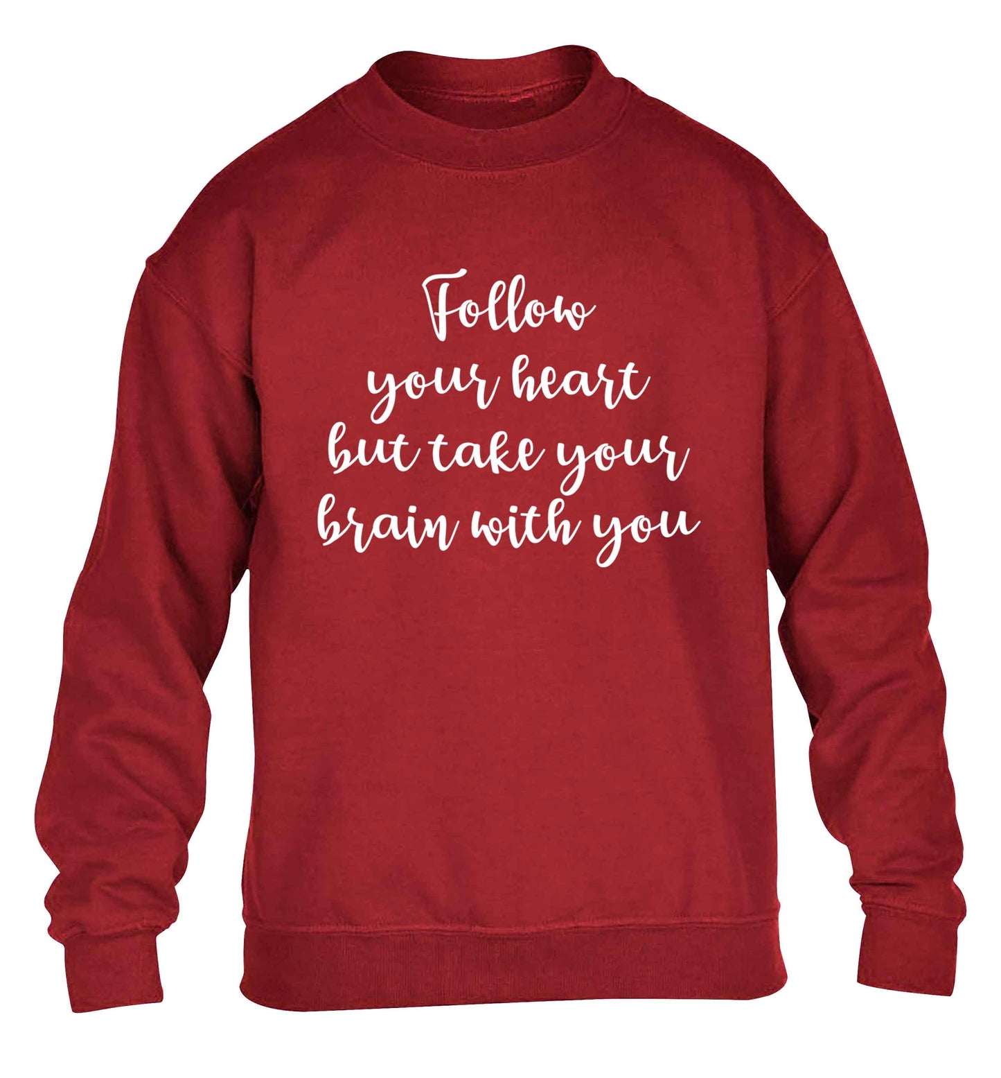 Follow your heart but take your head with you children's grey sweater 12-13 Years