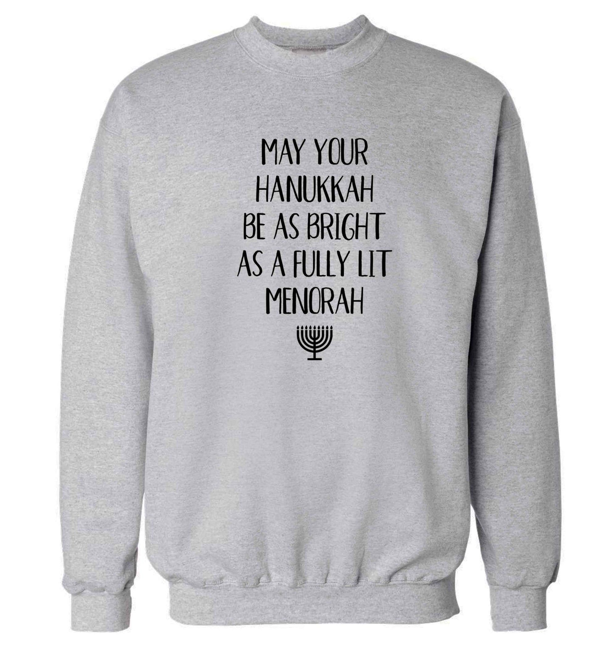 May your hanukkah be as bright as a fully lit menorah Adult's unisex grey Sweater 2XL