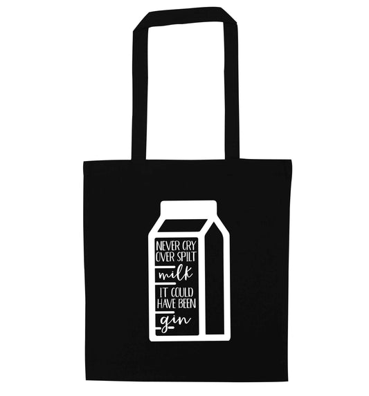 Never cry over spilt milk, it could have been gin black tote bag