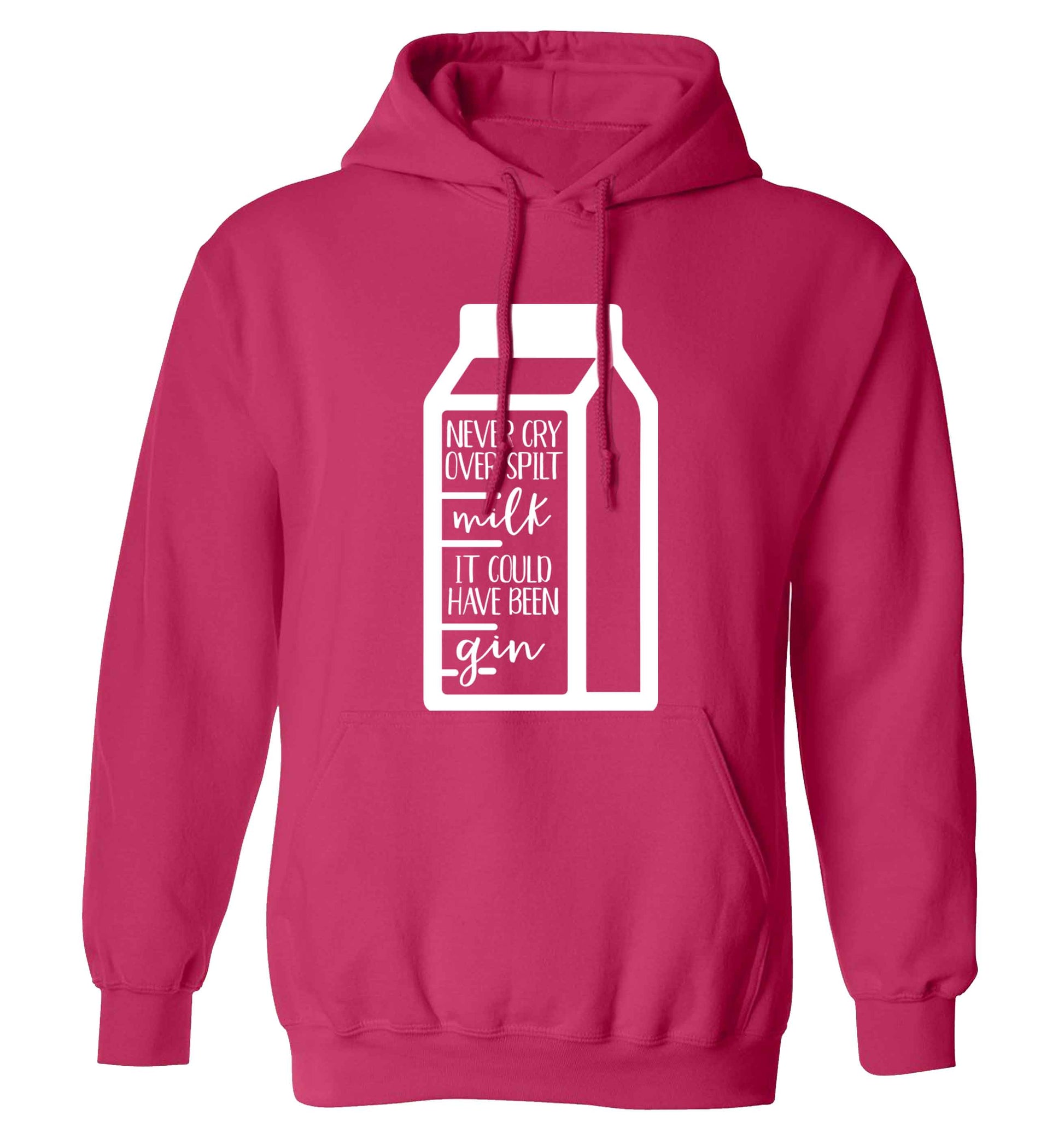 Never cry over spilt milk, it could have been gin adults unisex pink hoodie 2XL