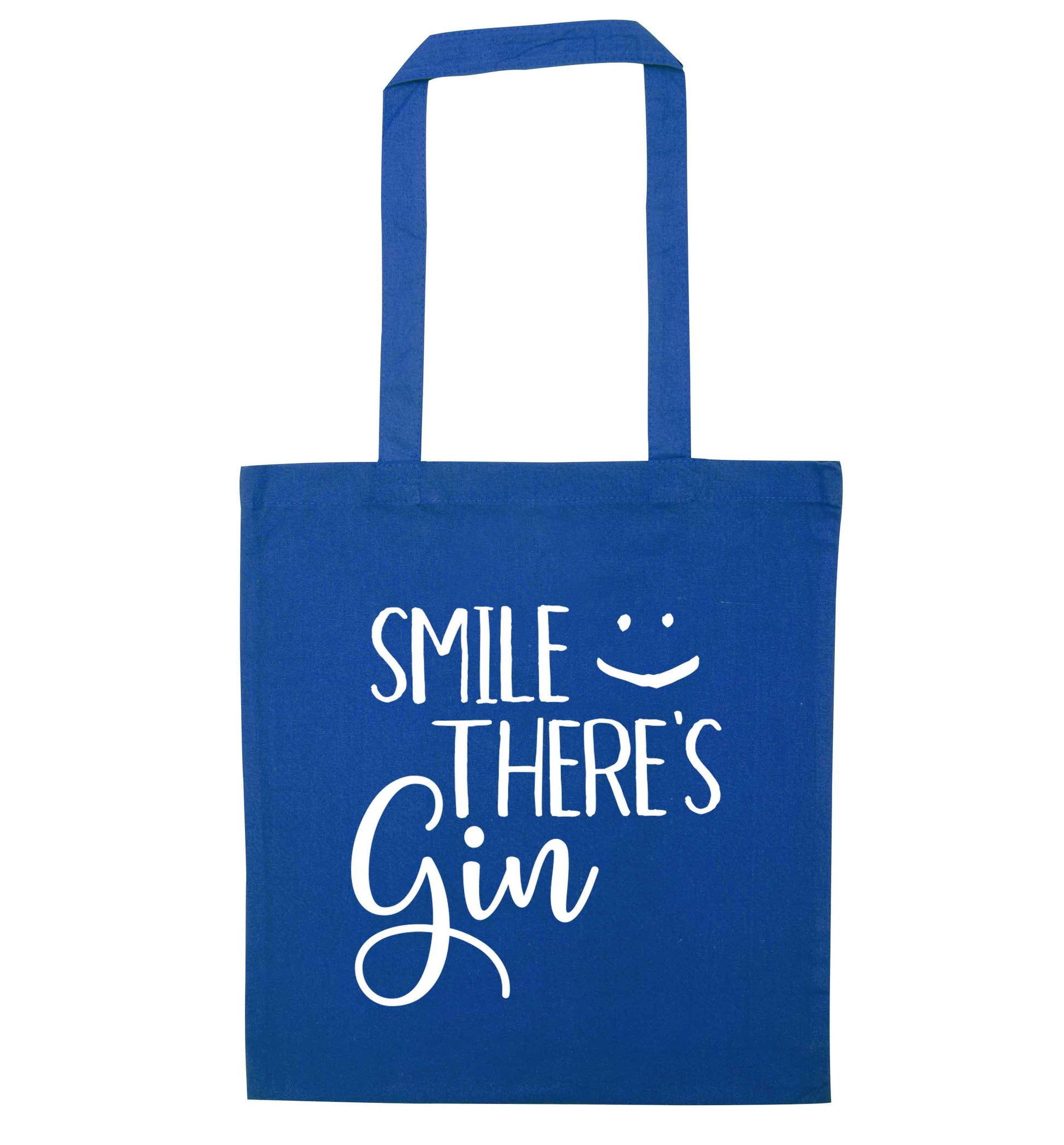 Smile there's gin blue tote bag
