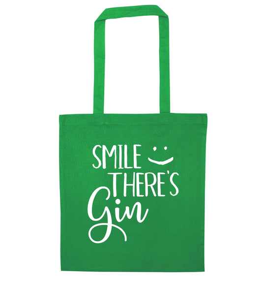 Smile there's gin green tote bag