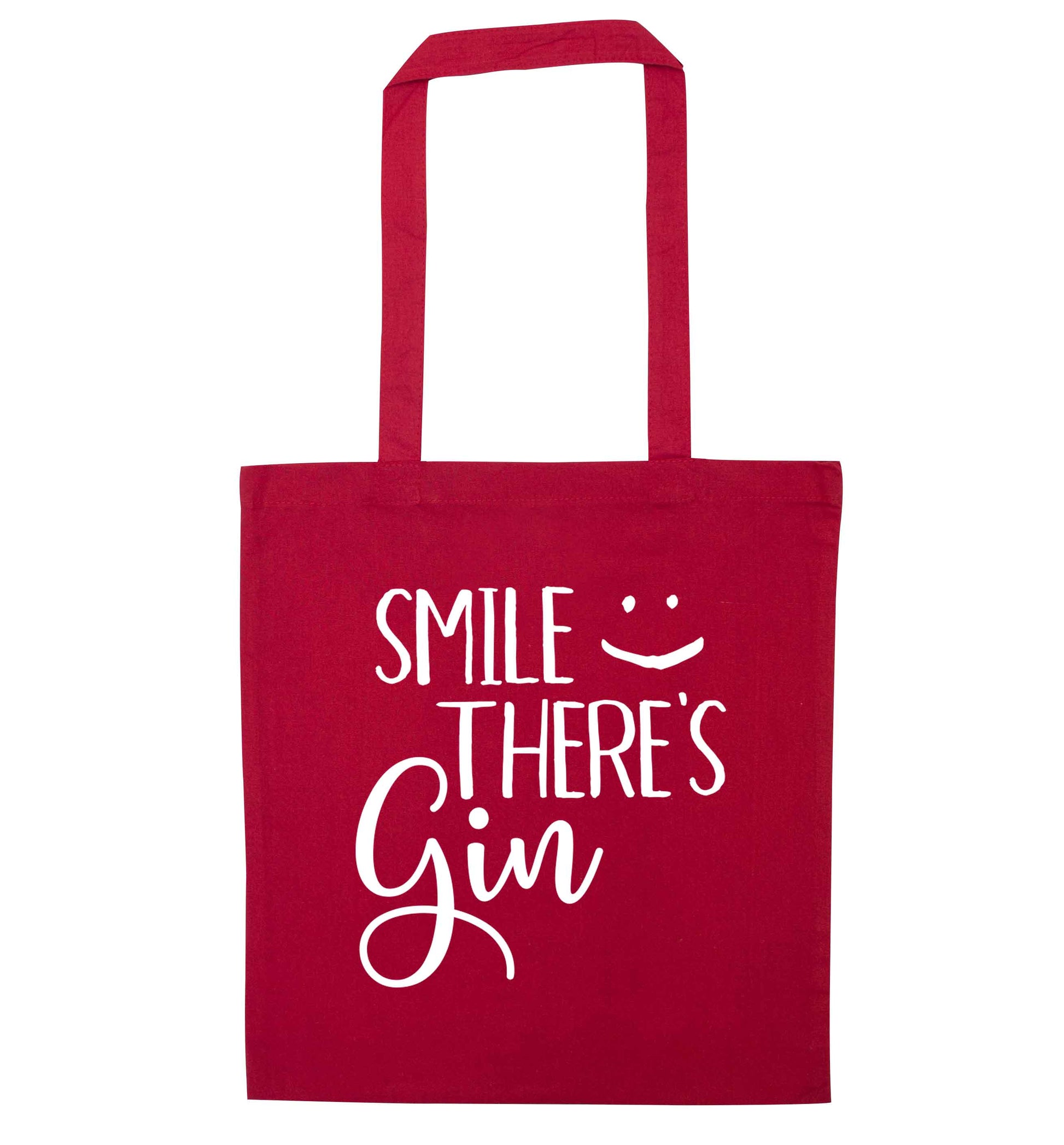Smile there's gin red tote bag
