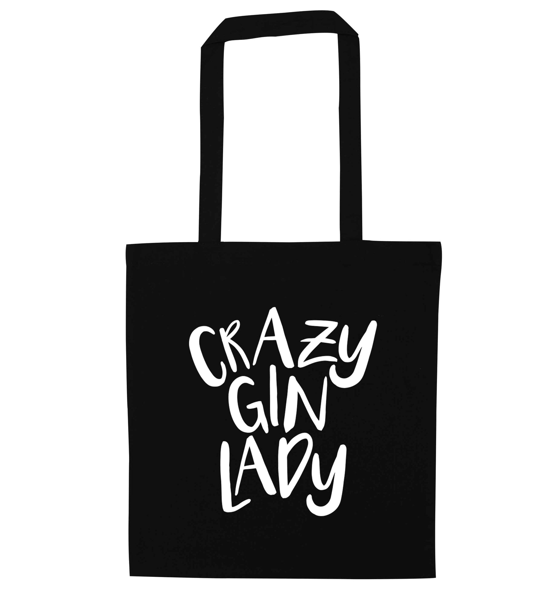 Crazy gin lady black tote bag