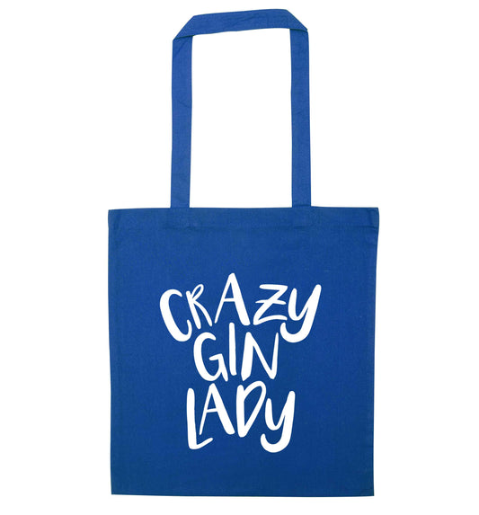 Crazy gin lady blue tote bag