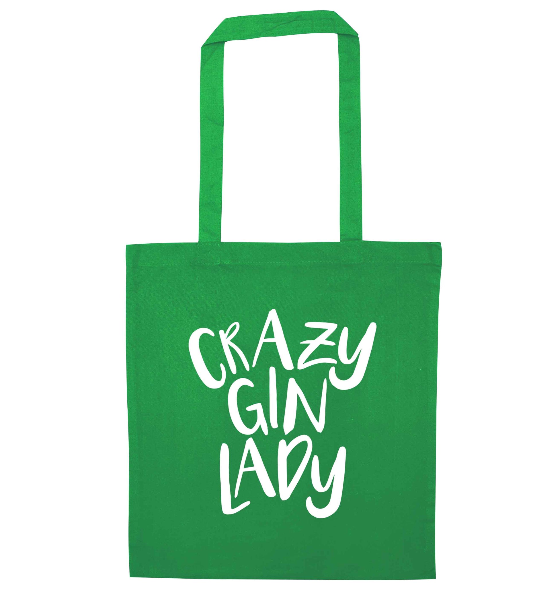 Crazy gin lady green tote bag