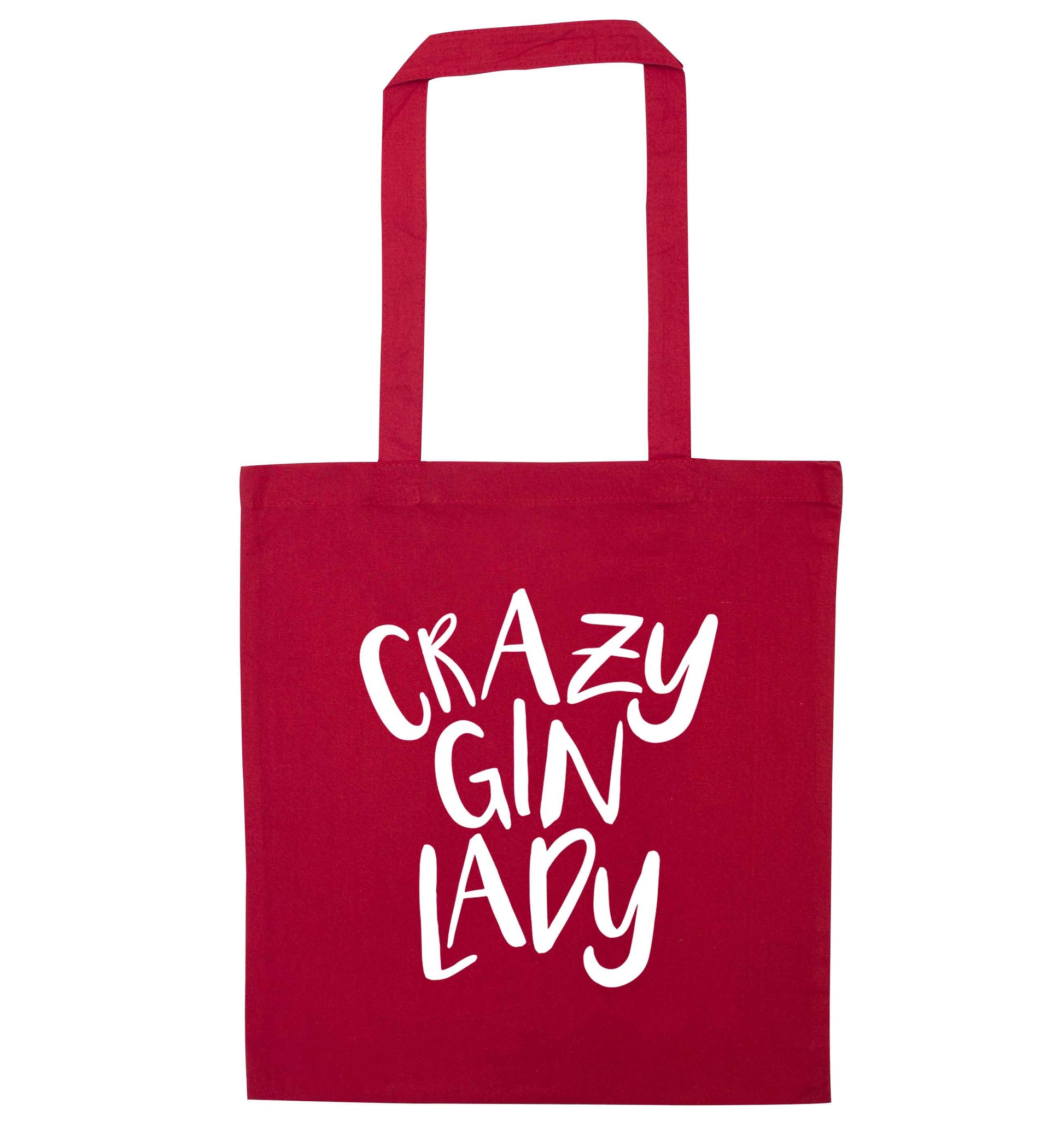 Crazy gin lady red tote bag