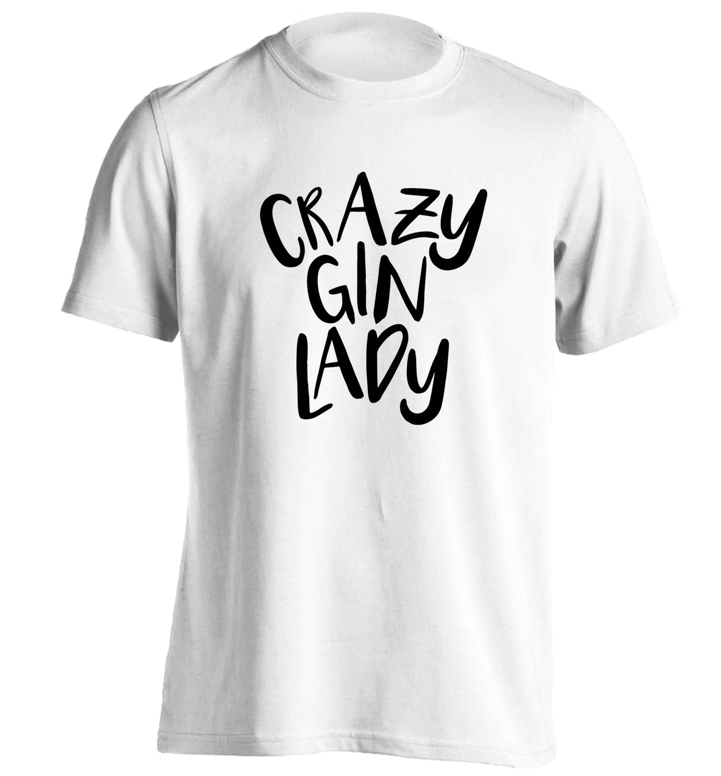 Crazy gin lady adults unisex white Tshirt 2XL