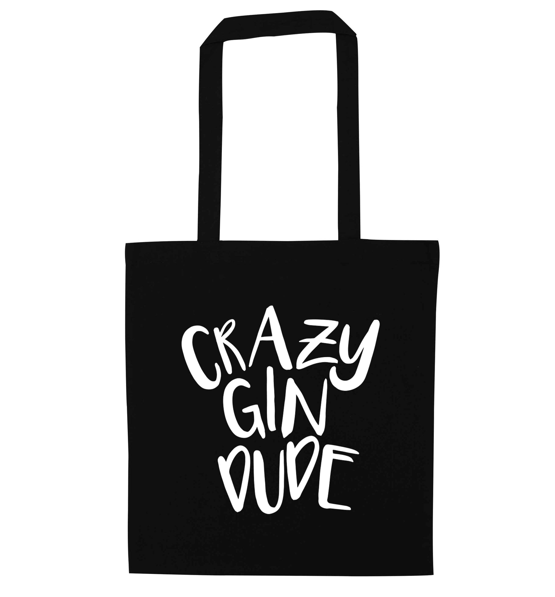 Crazy gin dude black tote bag