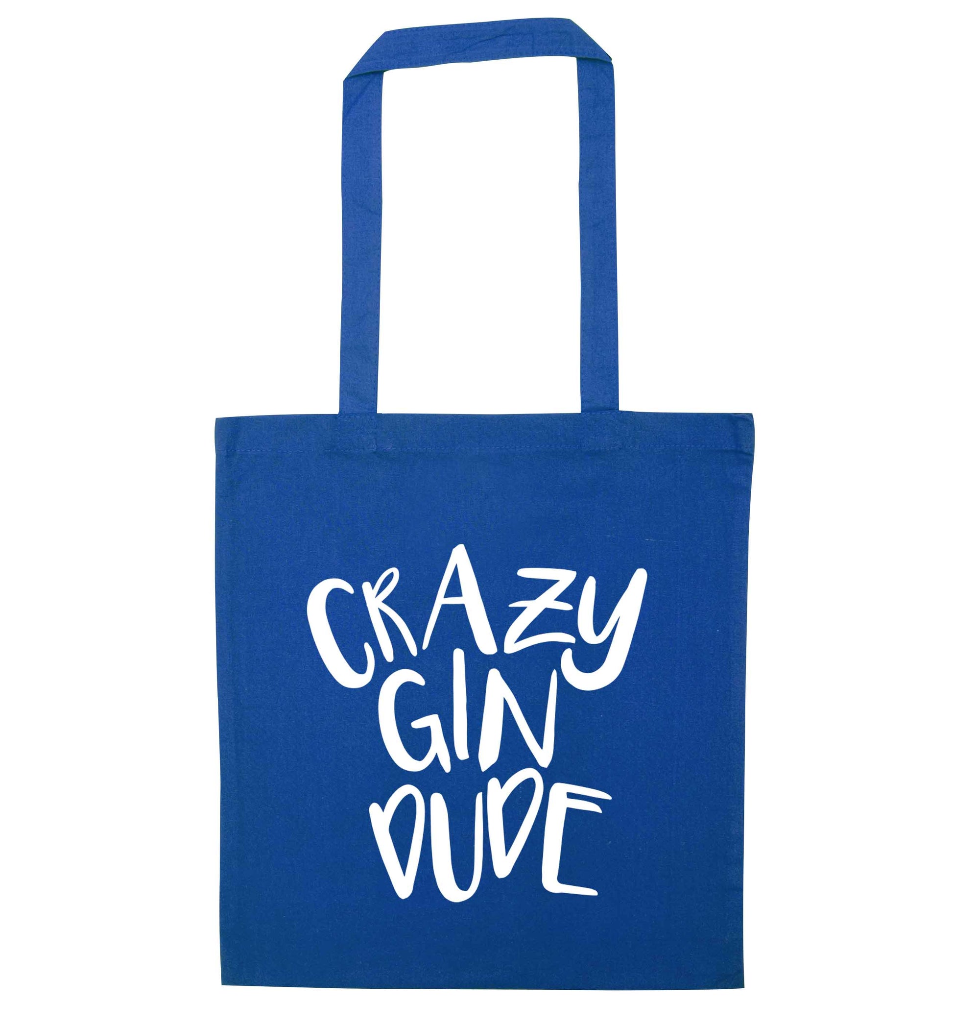 Crazy gin dude blue tote bag