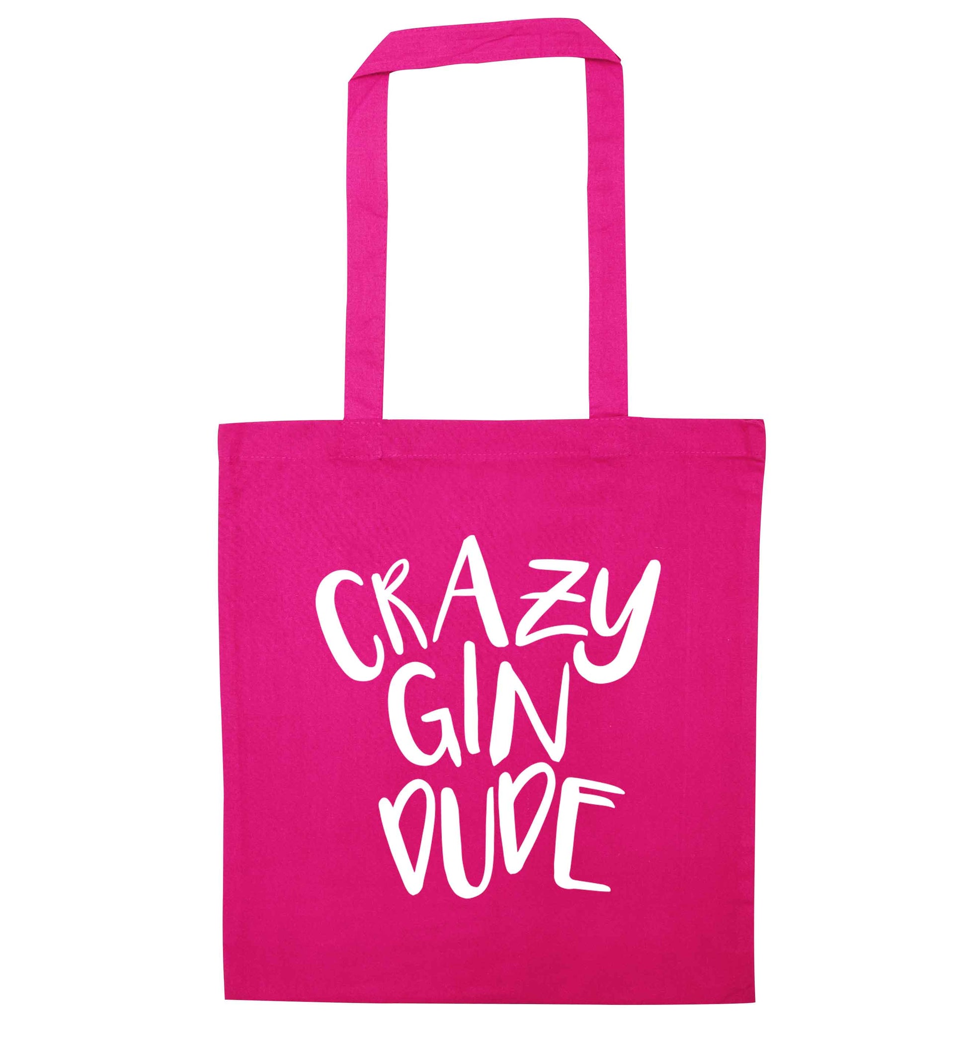 Crazy gin dude pink tote bag