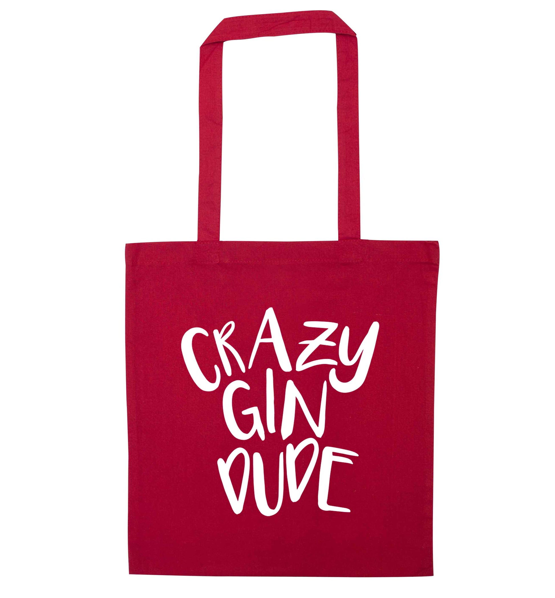 Crazy gin dude red tote bag