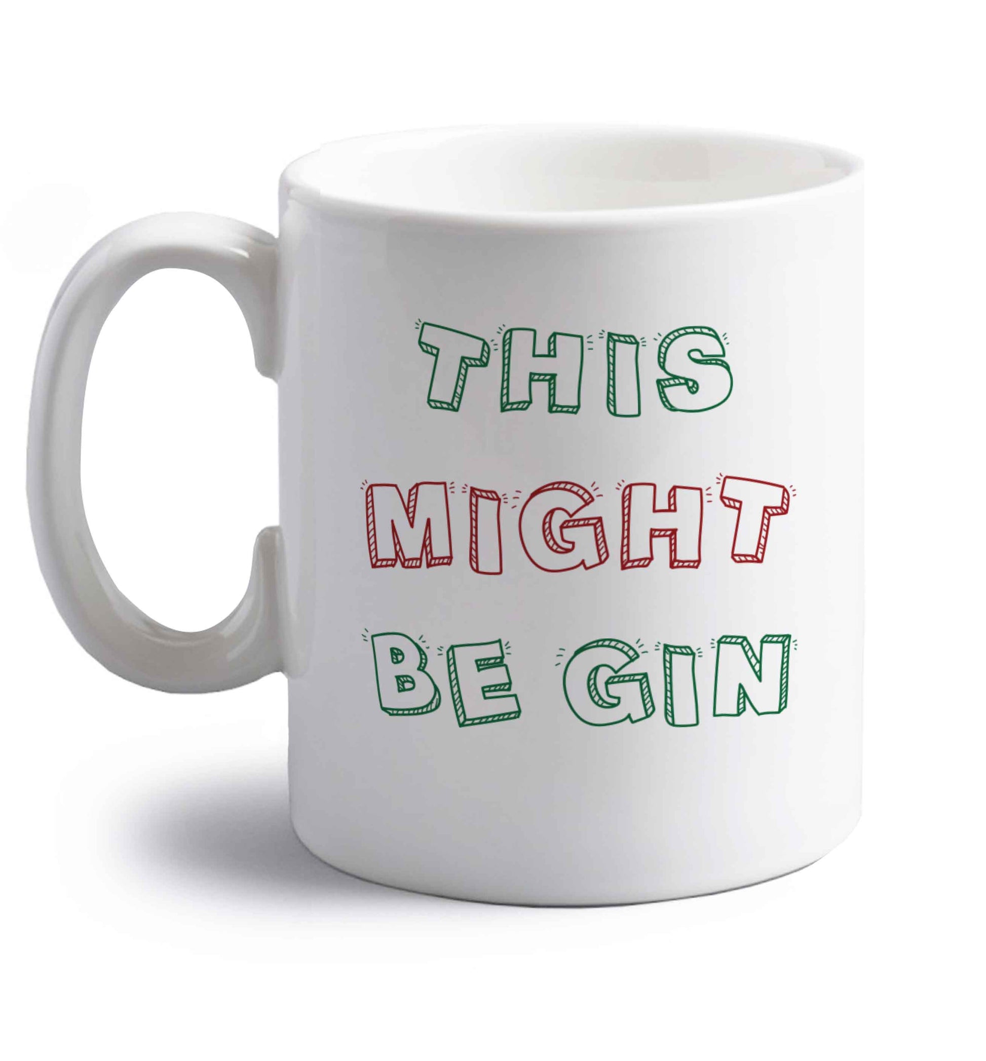 This might be gin right handed white ceramic mug 