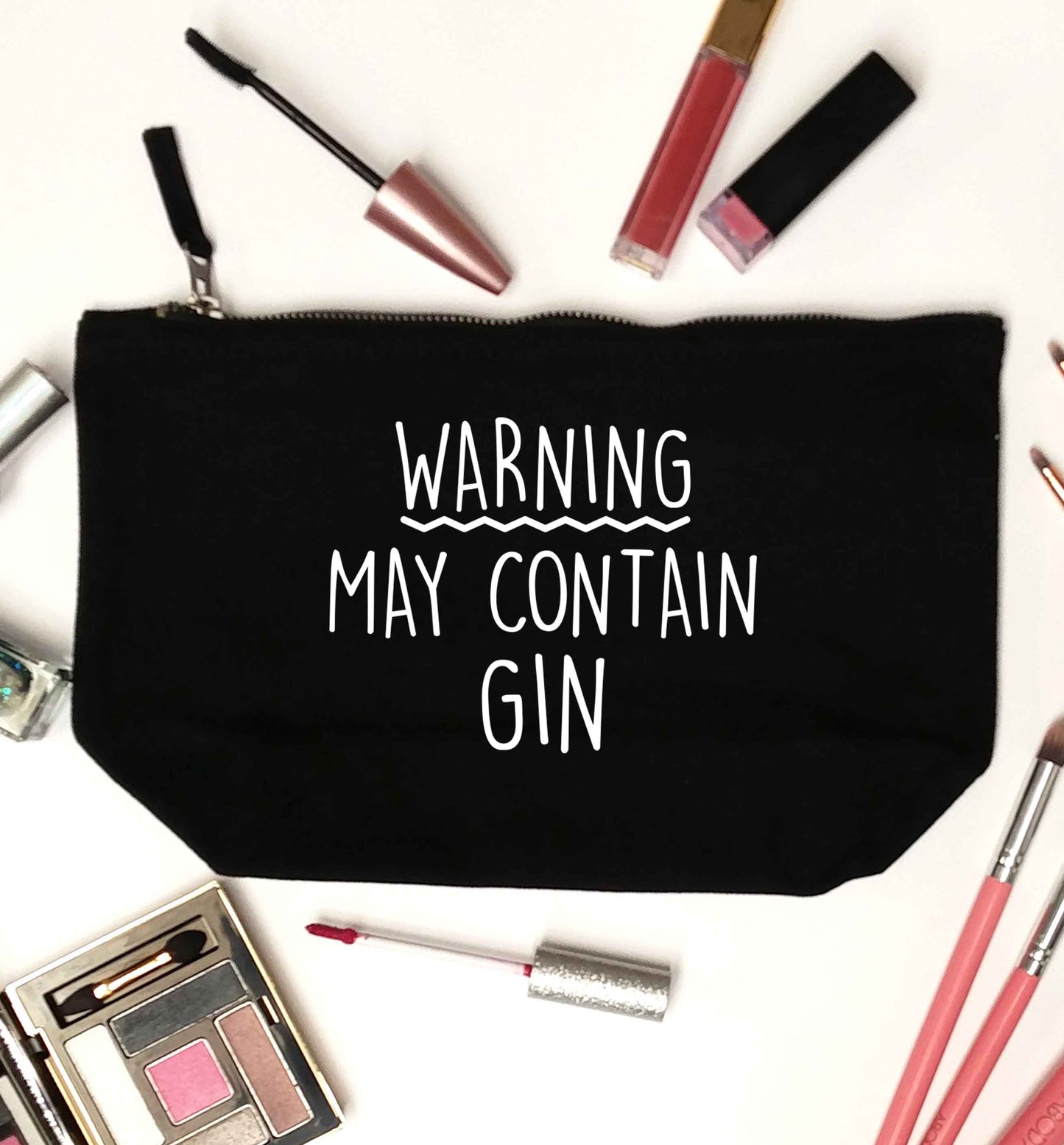 Warning may contain gin black makeup bag
