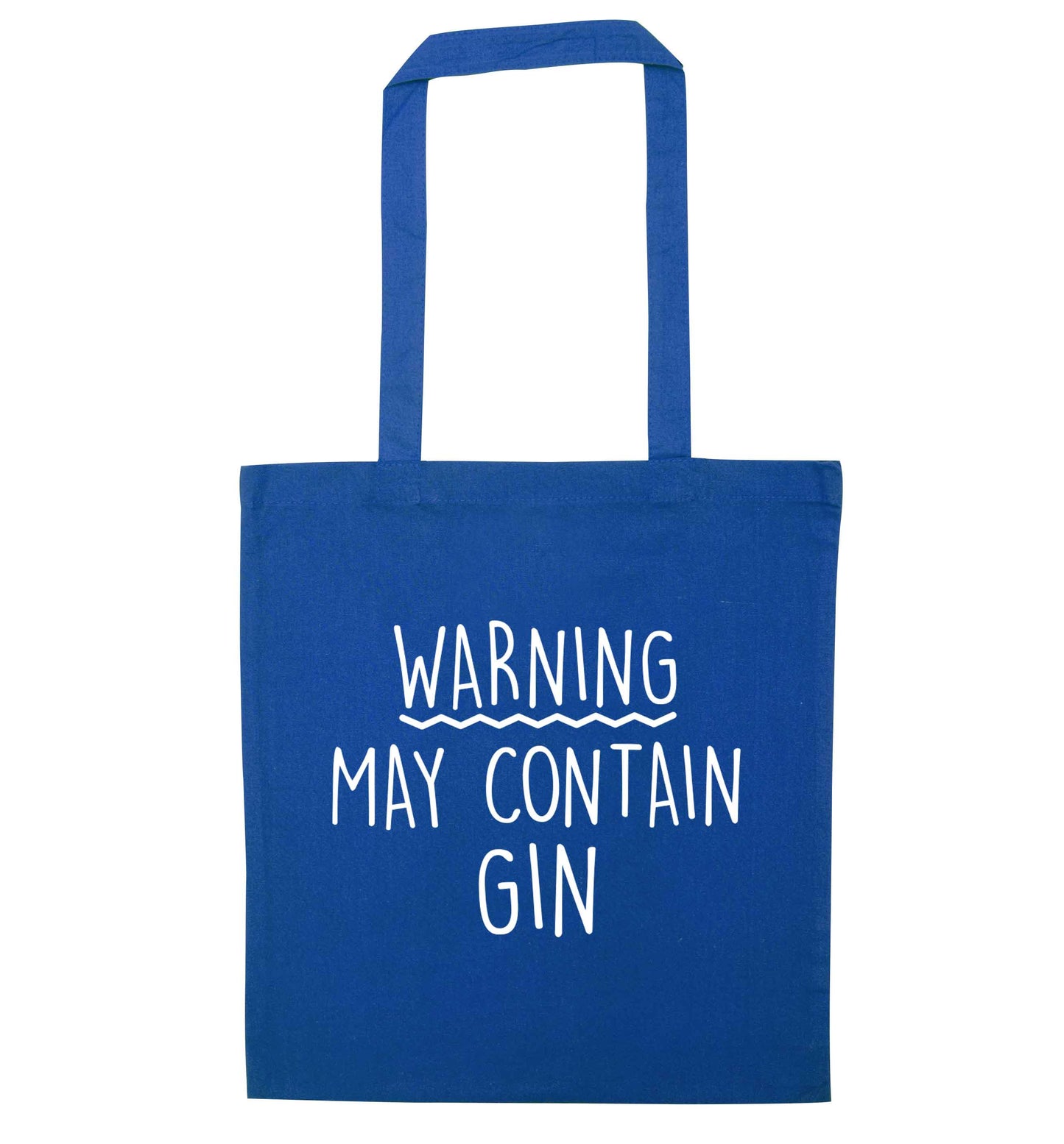 Warning may contain gin blue tote bag