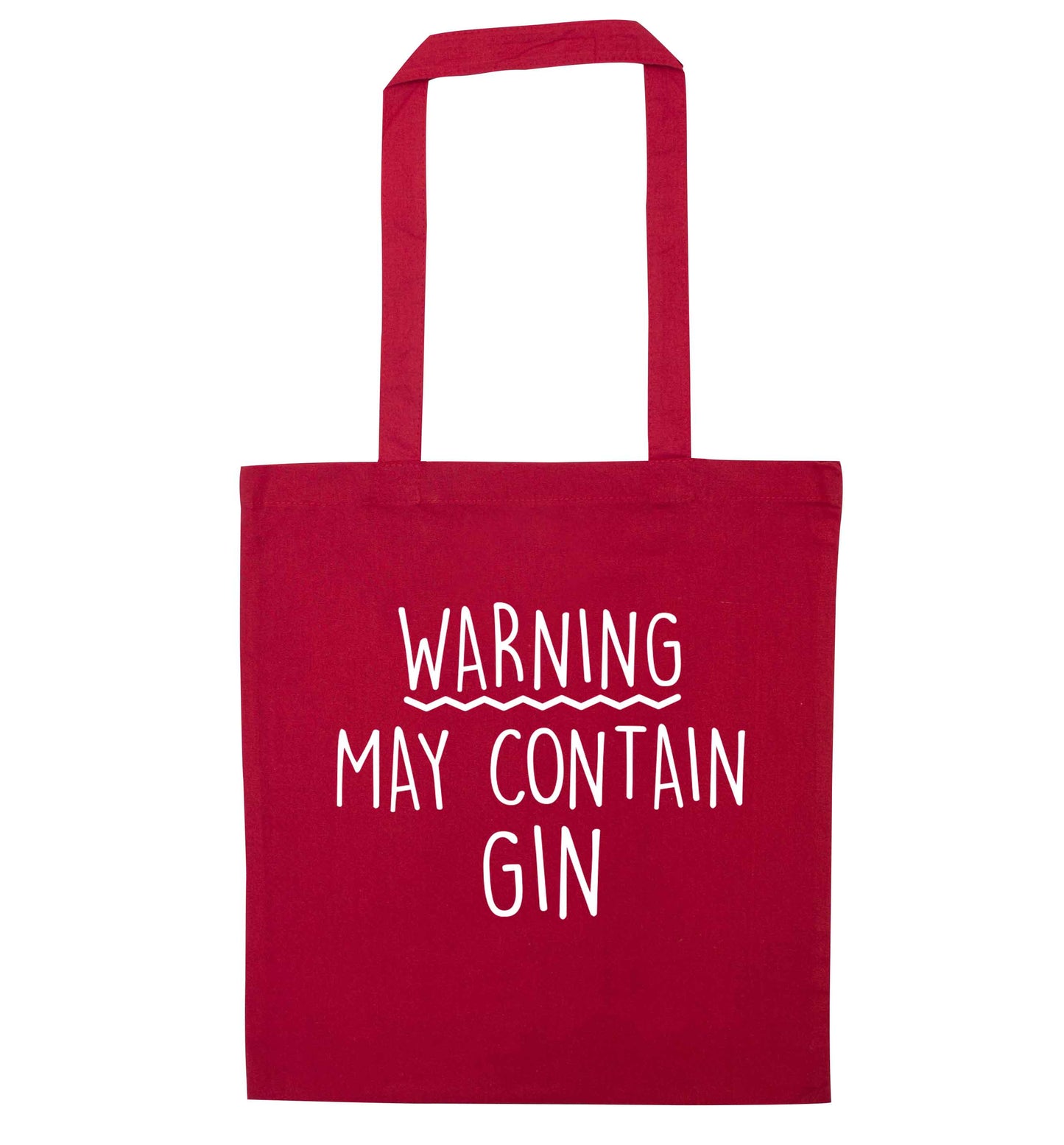 Warning may contain gin red tote bag