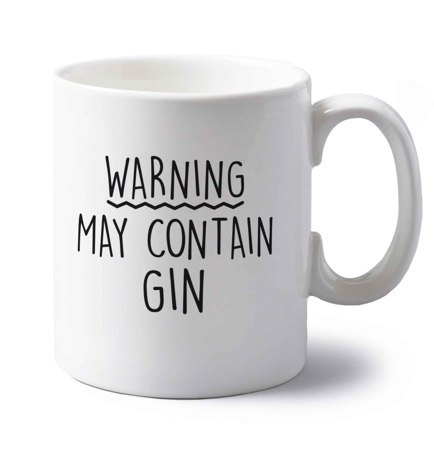 Warning may contain gin left handed white ceramic mug 
