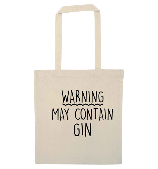 Warning may contain gin natural tote bag