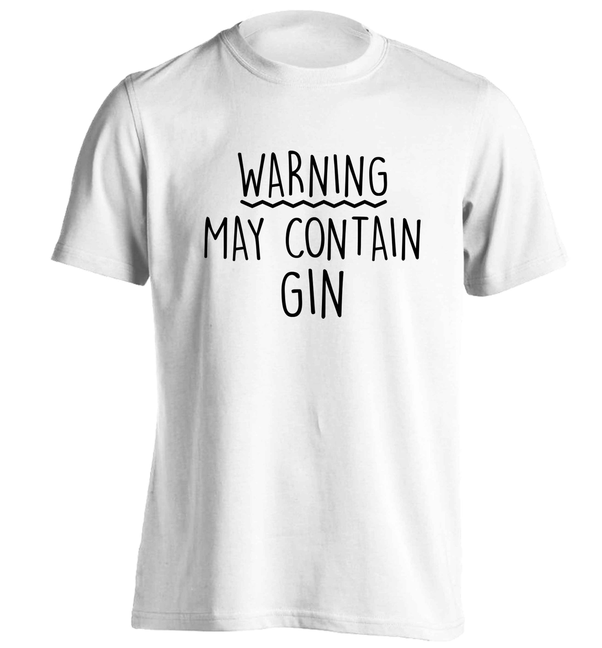 Warning may contain gin adults unisex white Tshirt 2XL