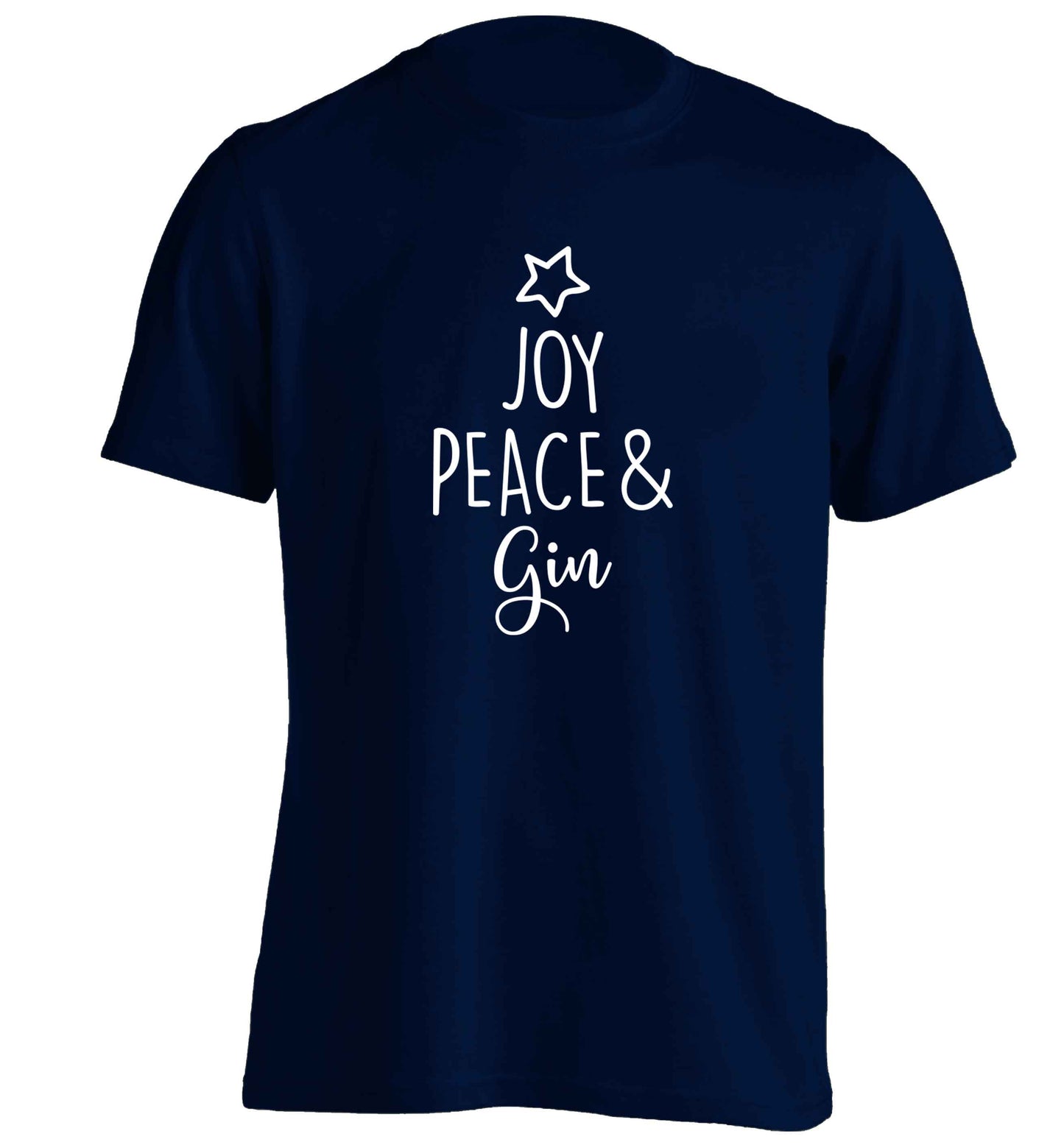 Joy peace and gin adults unisex navy Tshirt 2XL