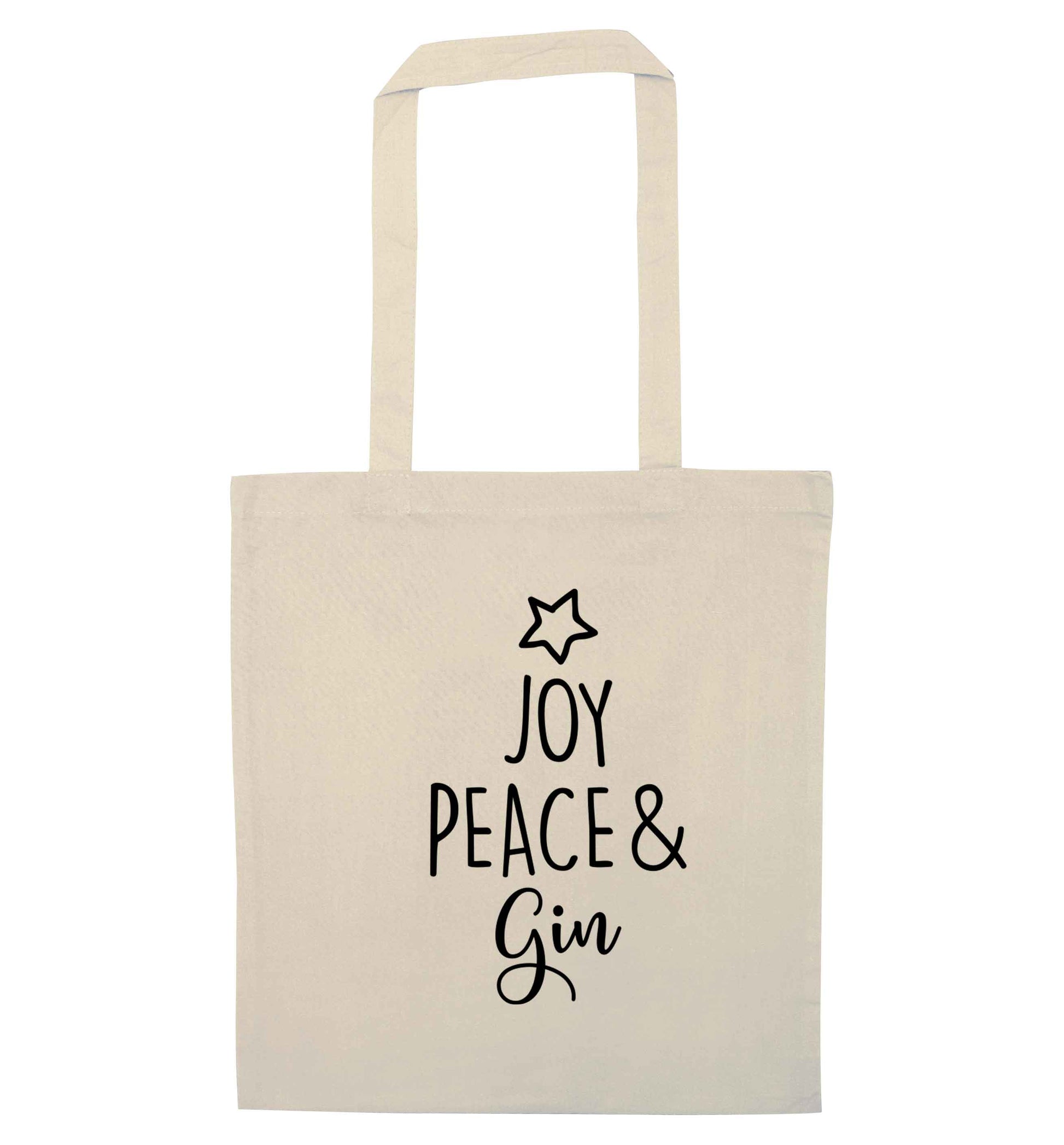 Joy peace and gin natural tote bag