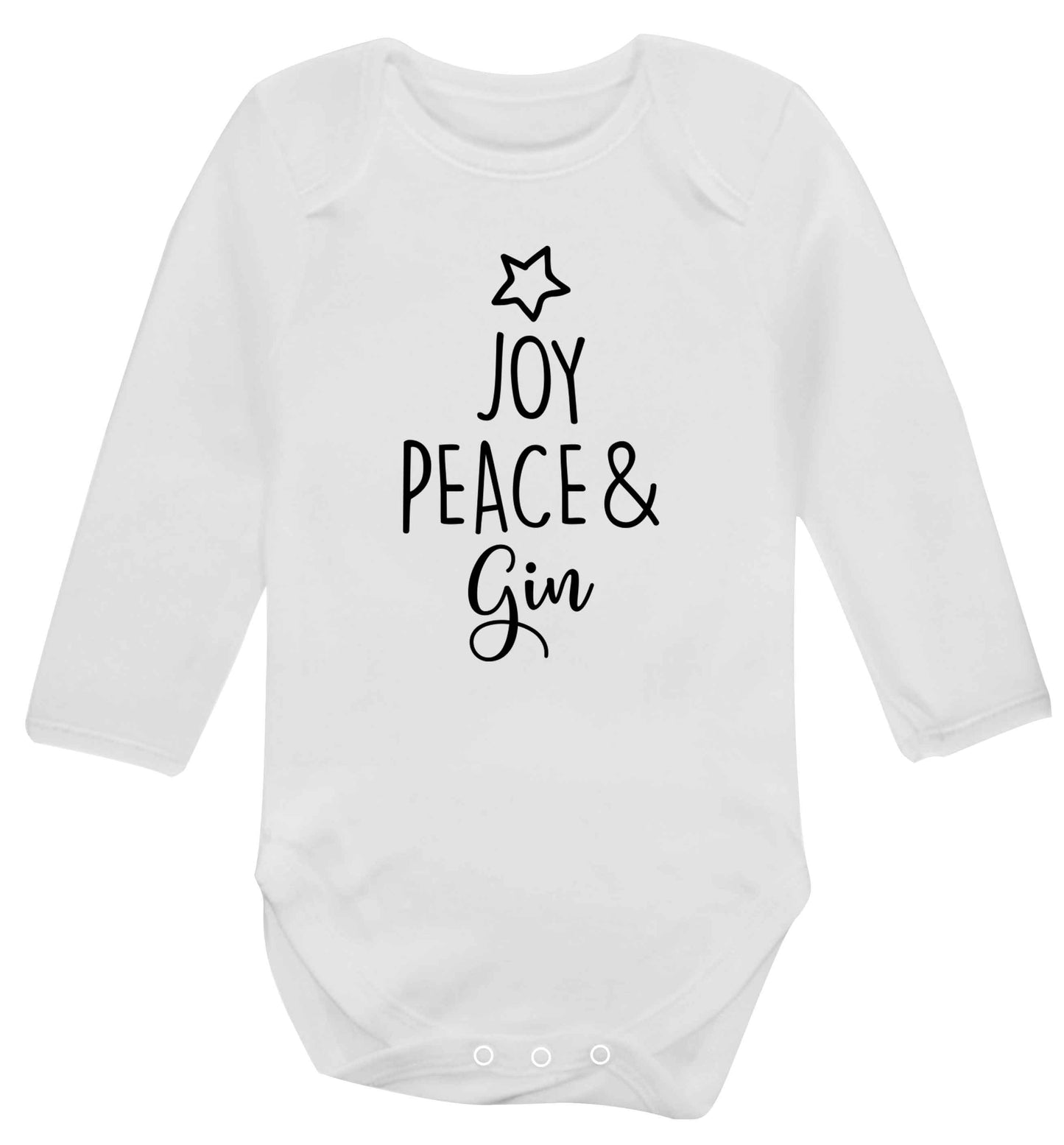Joy peace and gin Baby Vest long sleeved white 6-12 months