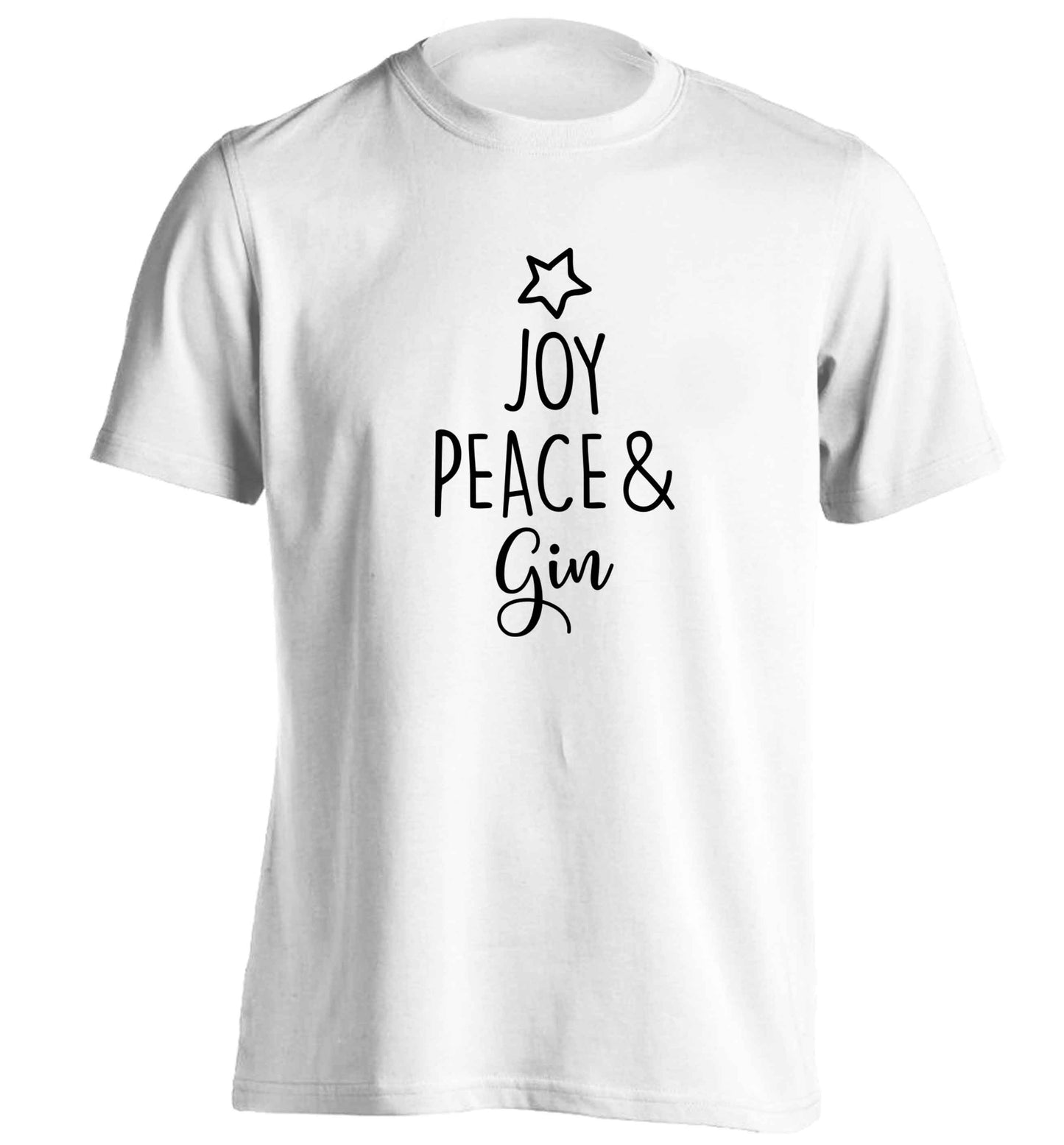 Joy peace and gin adults unisex white Tshirt 2XL