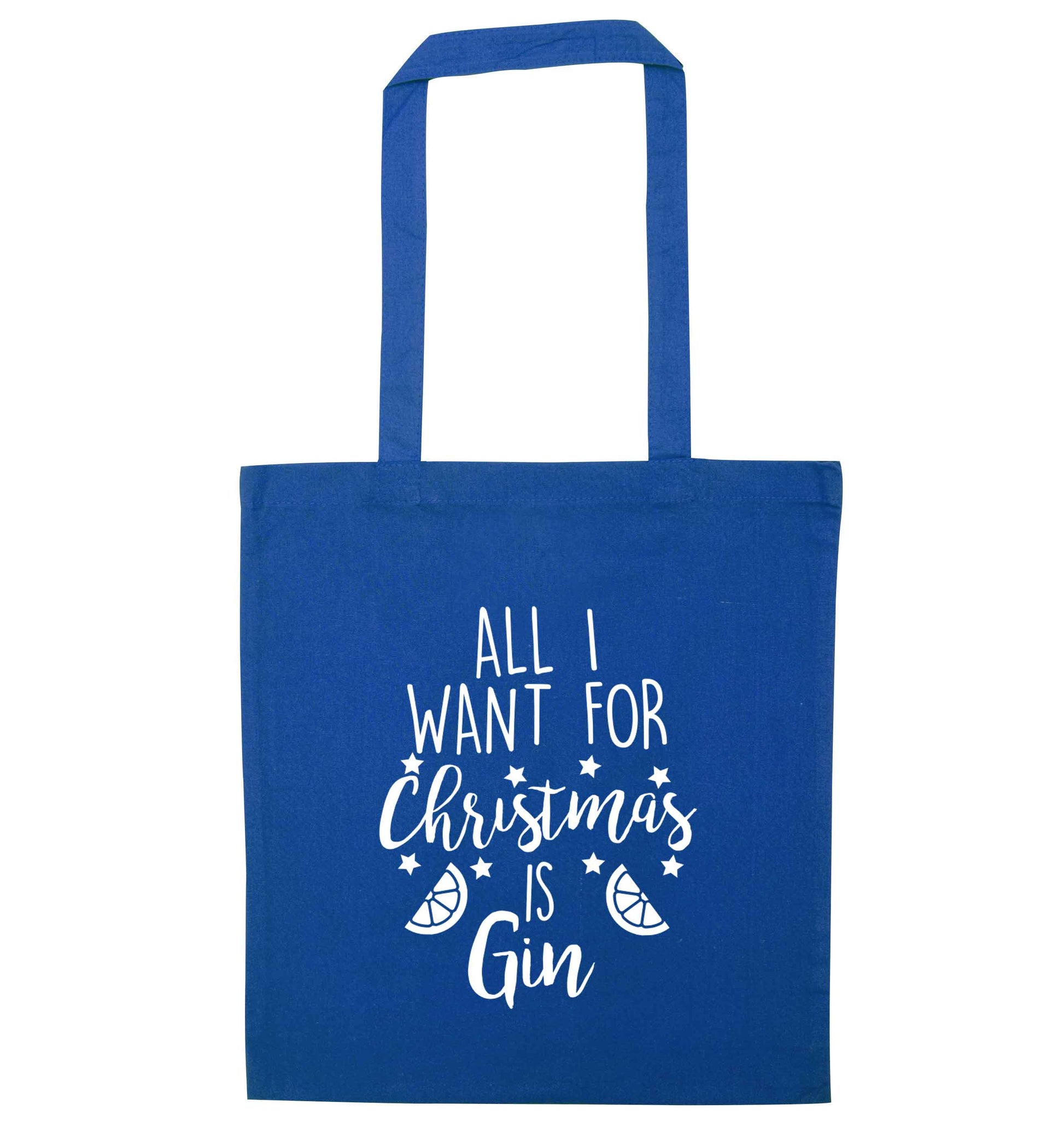 All I want for Christmas is gin blue tote bag