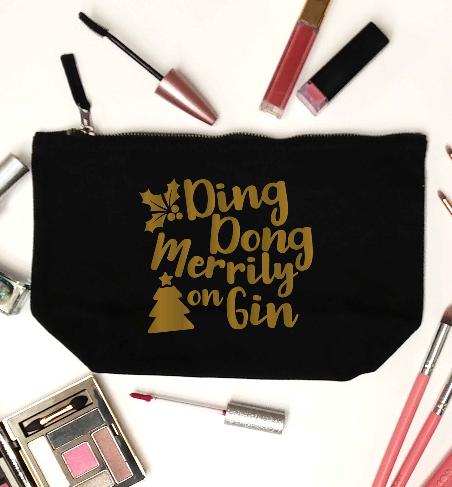 Ding dong merrily on gin black makeup bag