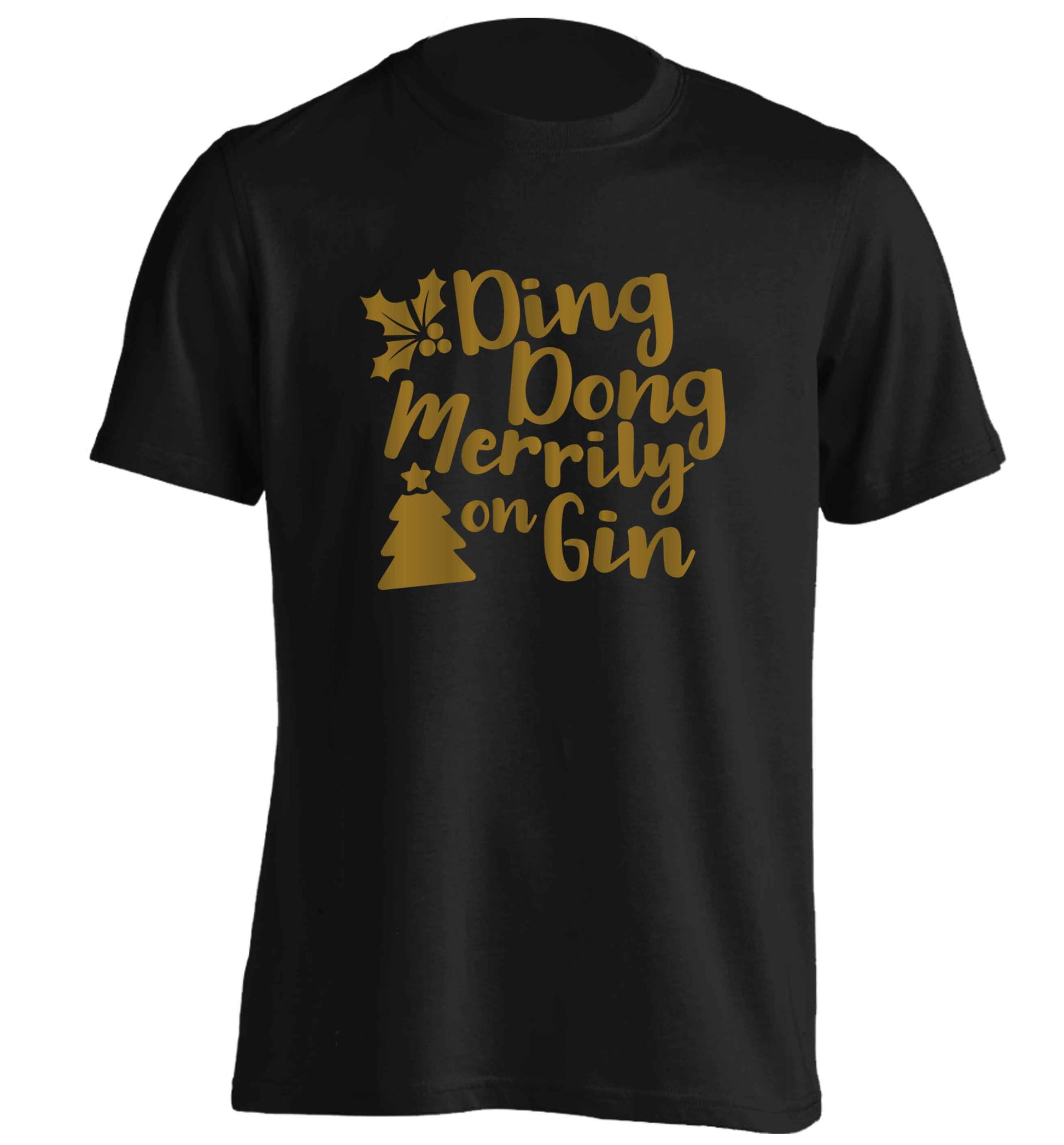 Ding dong merrily on gin adults unisex black Tshirt 2XL