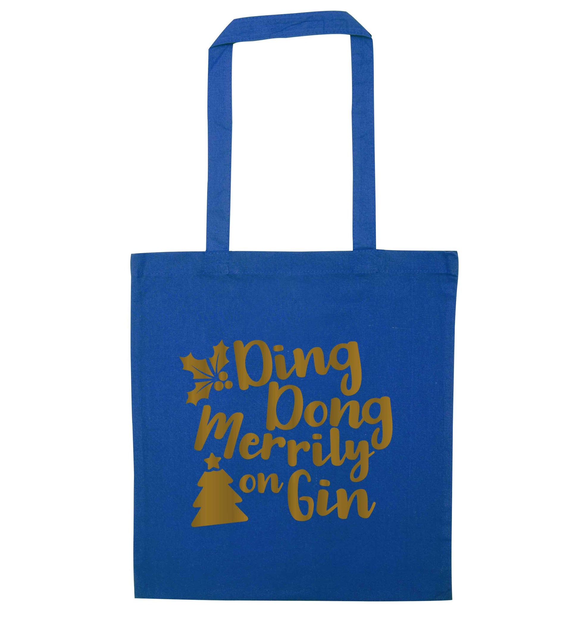 Ding dong merrily on gin blue tote bag