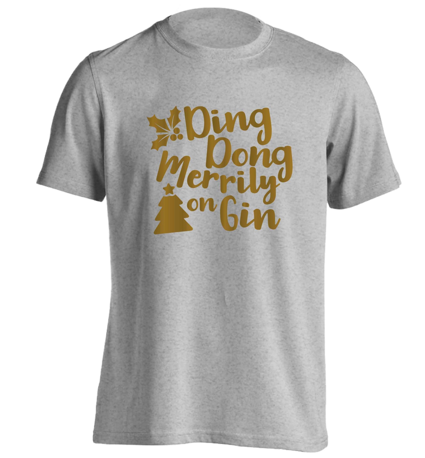 Ding dong merrily on gin adults unisex grey Tshirt 2XL