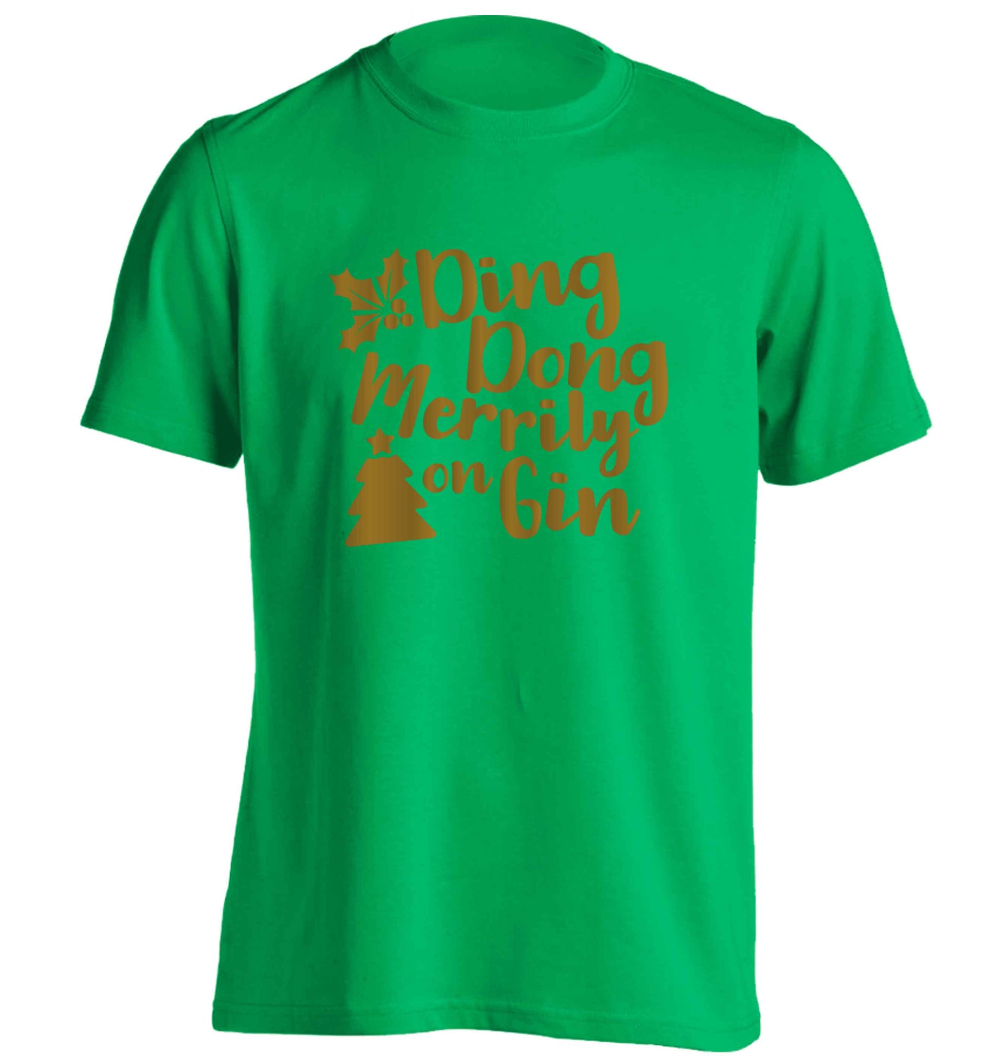 Ding dong merrily on gin adults unisex green Tshirt 2XL