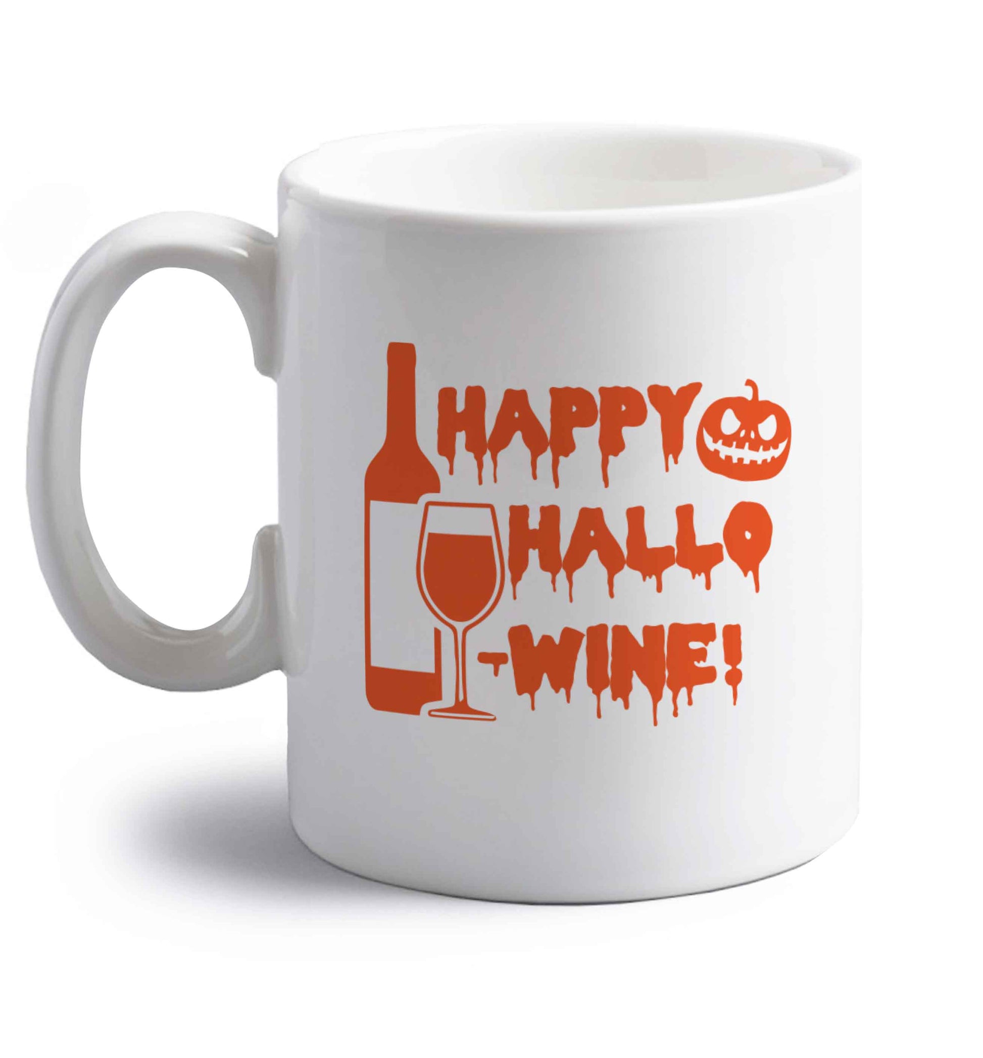 Happy hallow-wine right handed white ceramic mug 