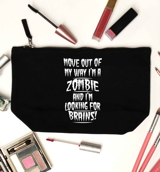 I'm a zombie and I'm looking for brains! black makeup bag