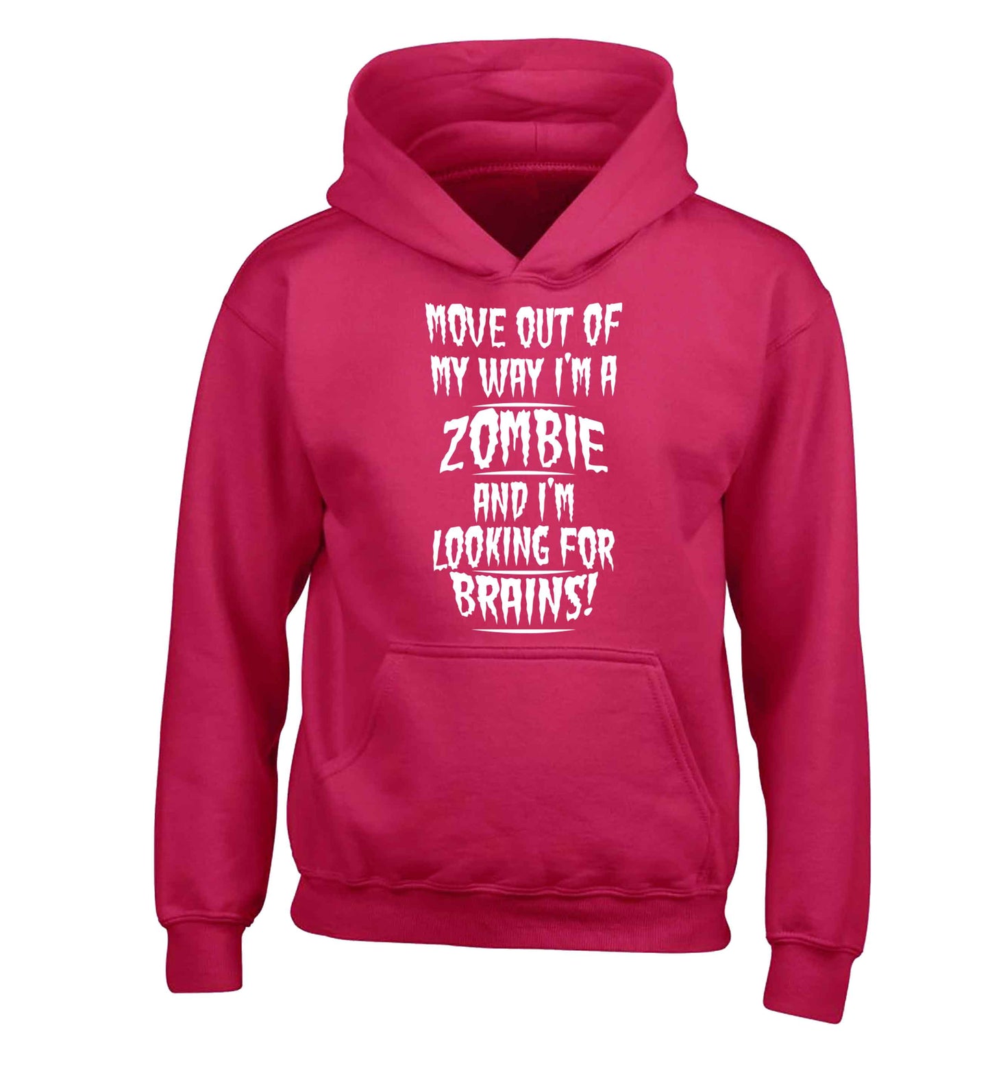 I'm a zombie and I'm looking for brains! children's pink hoodie 12-13 Years