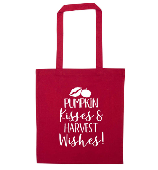 Pumpking kisses and harvest wishes red tote bag