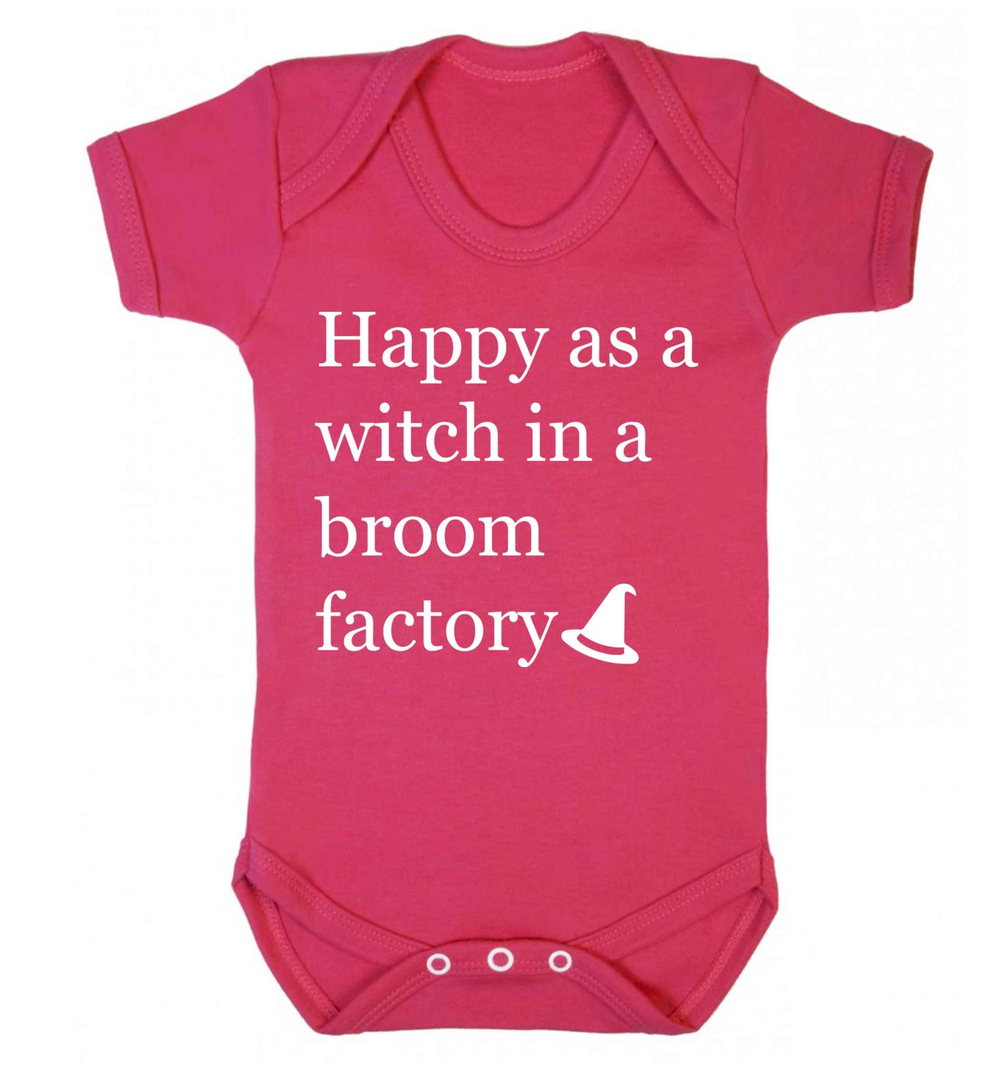 Happy as a witch in a broom factory Baby Vest dark pink 18-24 months