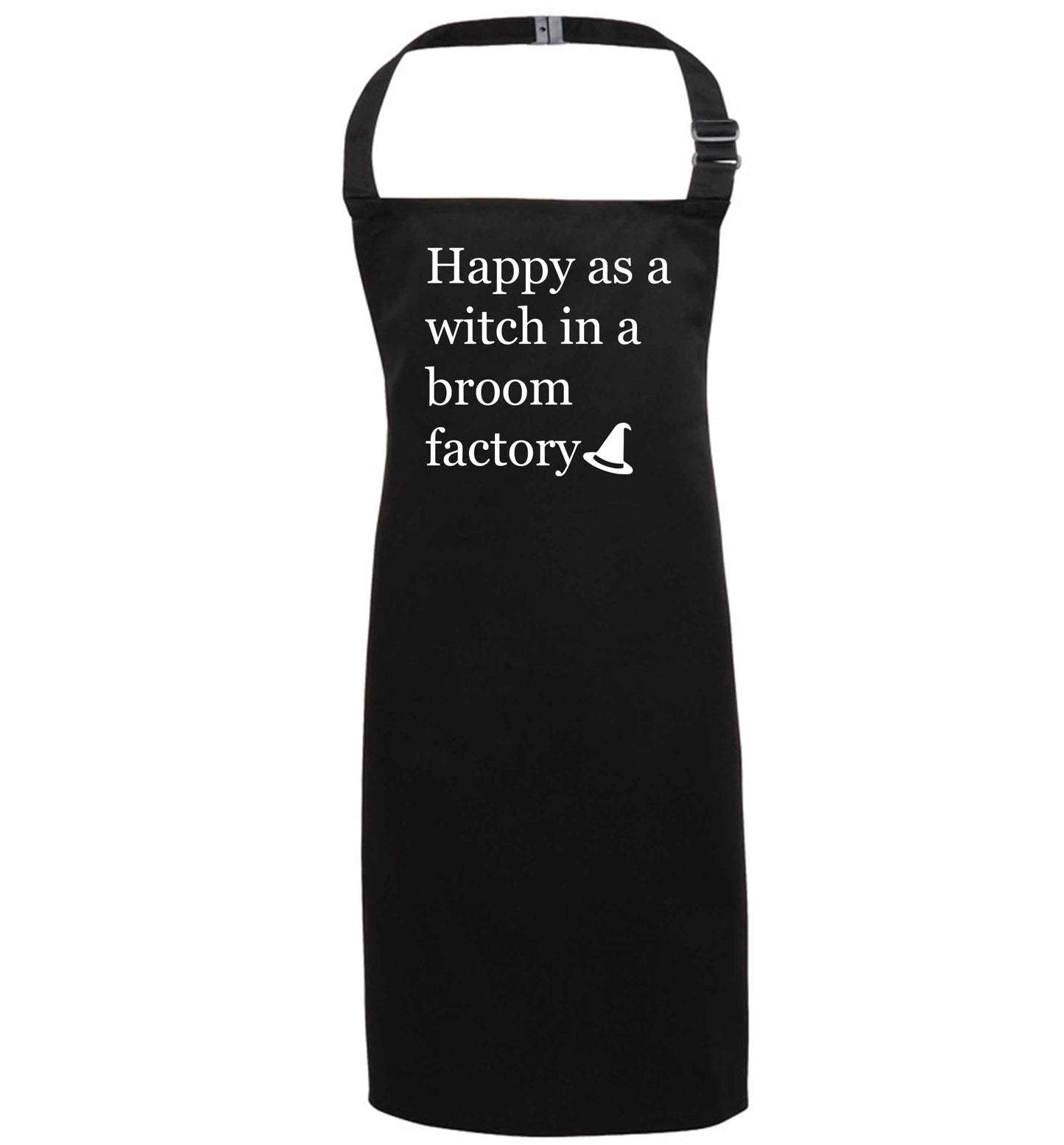 Happy as a witch in a broom factory black apron 7-10 years