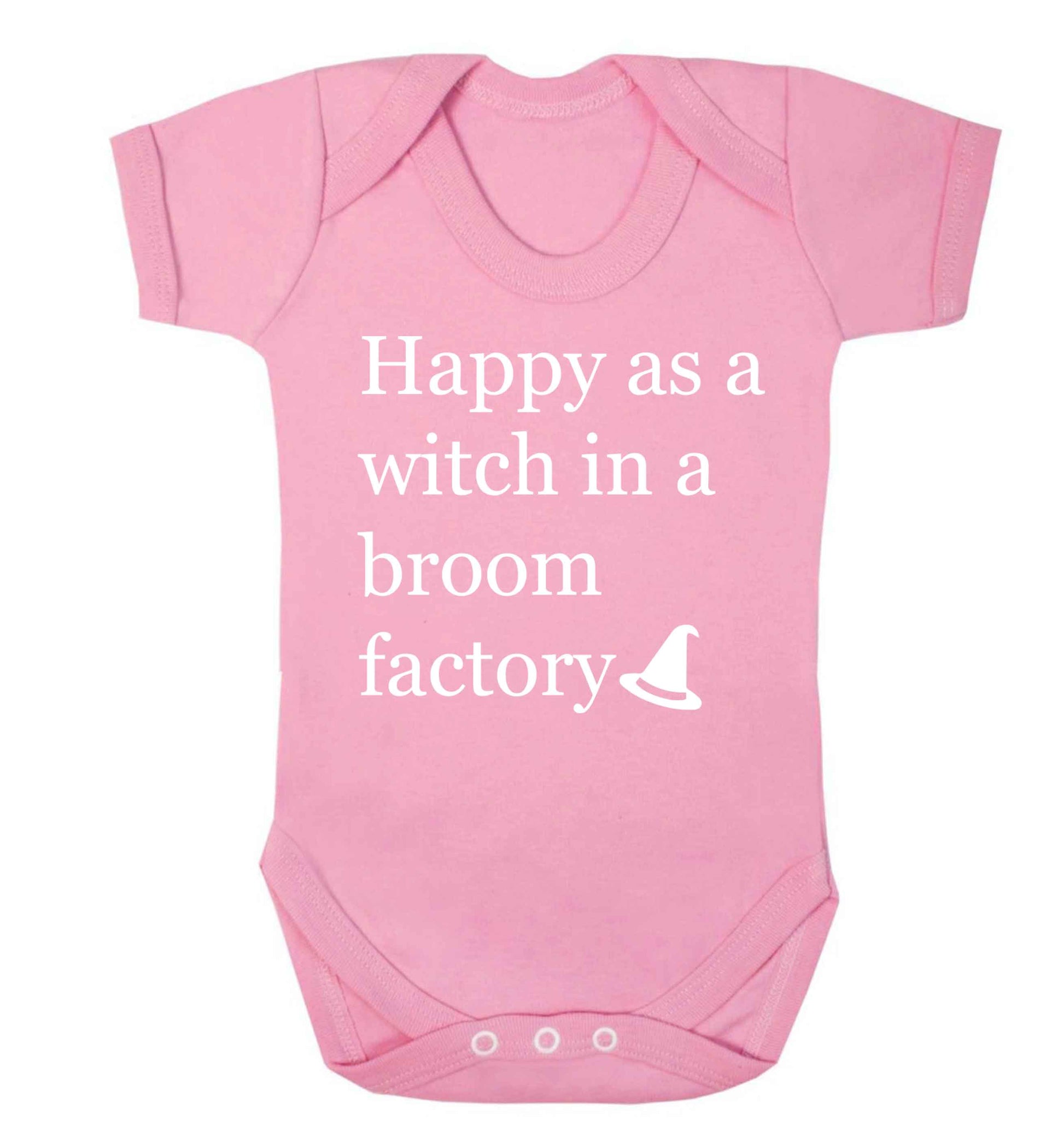 Happy as a witch in a broom factory Baby Vest pale pink 18-24 months
