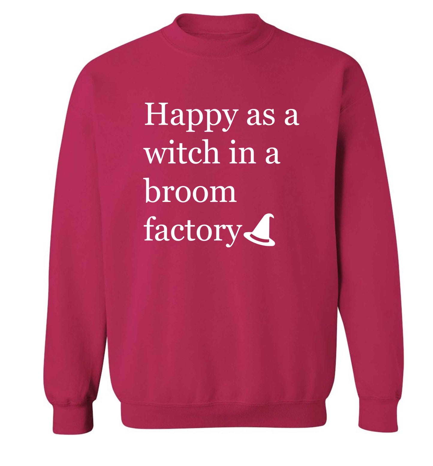 Happy as a witch in a broom factory adult's unisex pink sweater 2XL