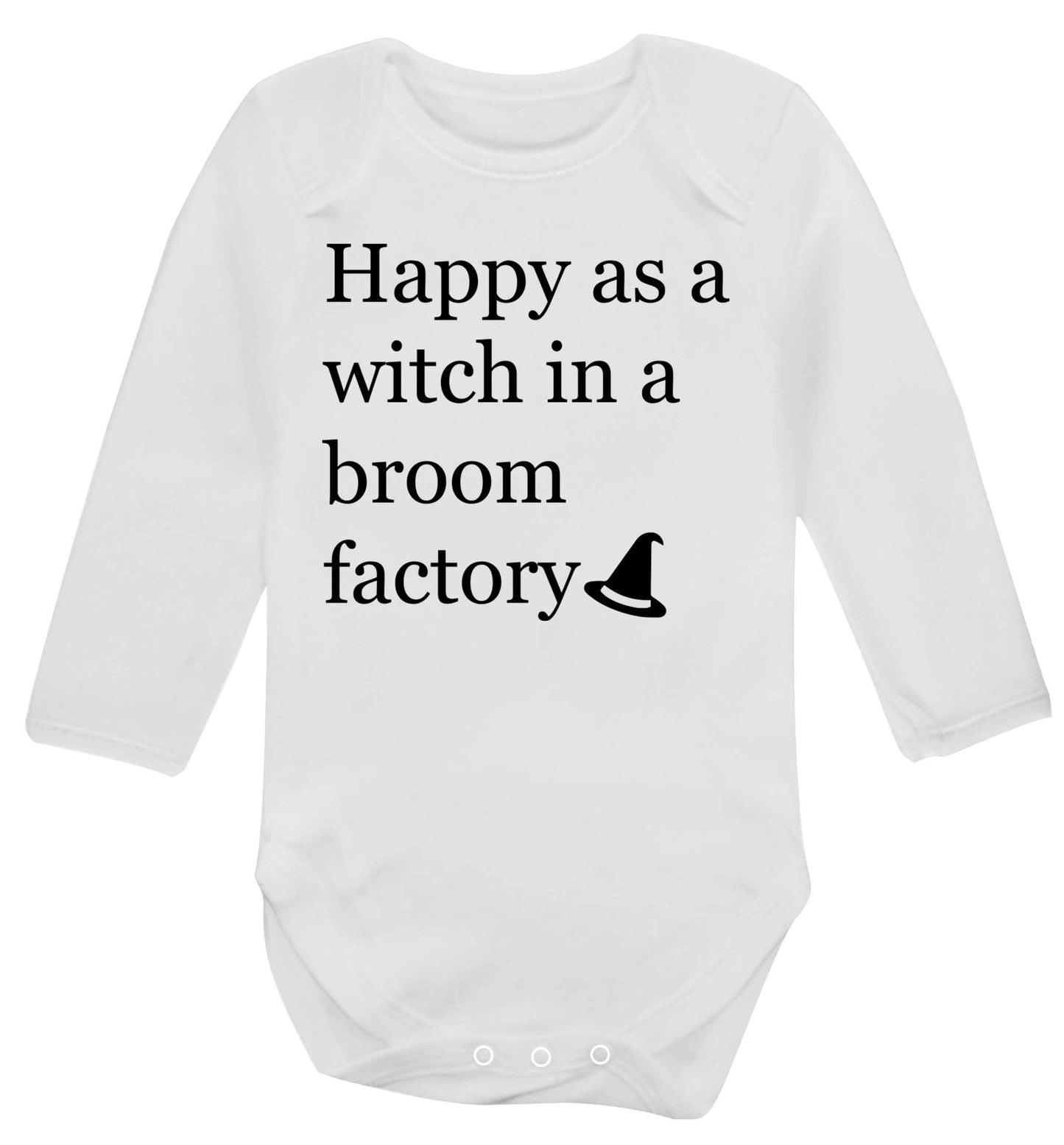 Happy as a witch in a broom factory Baby Vest long sleeved white 6-12 months