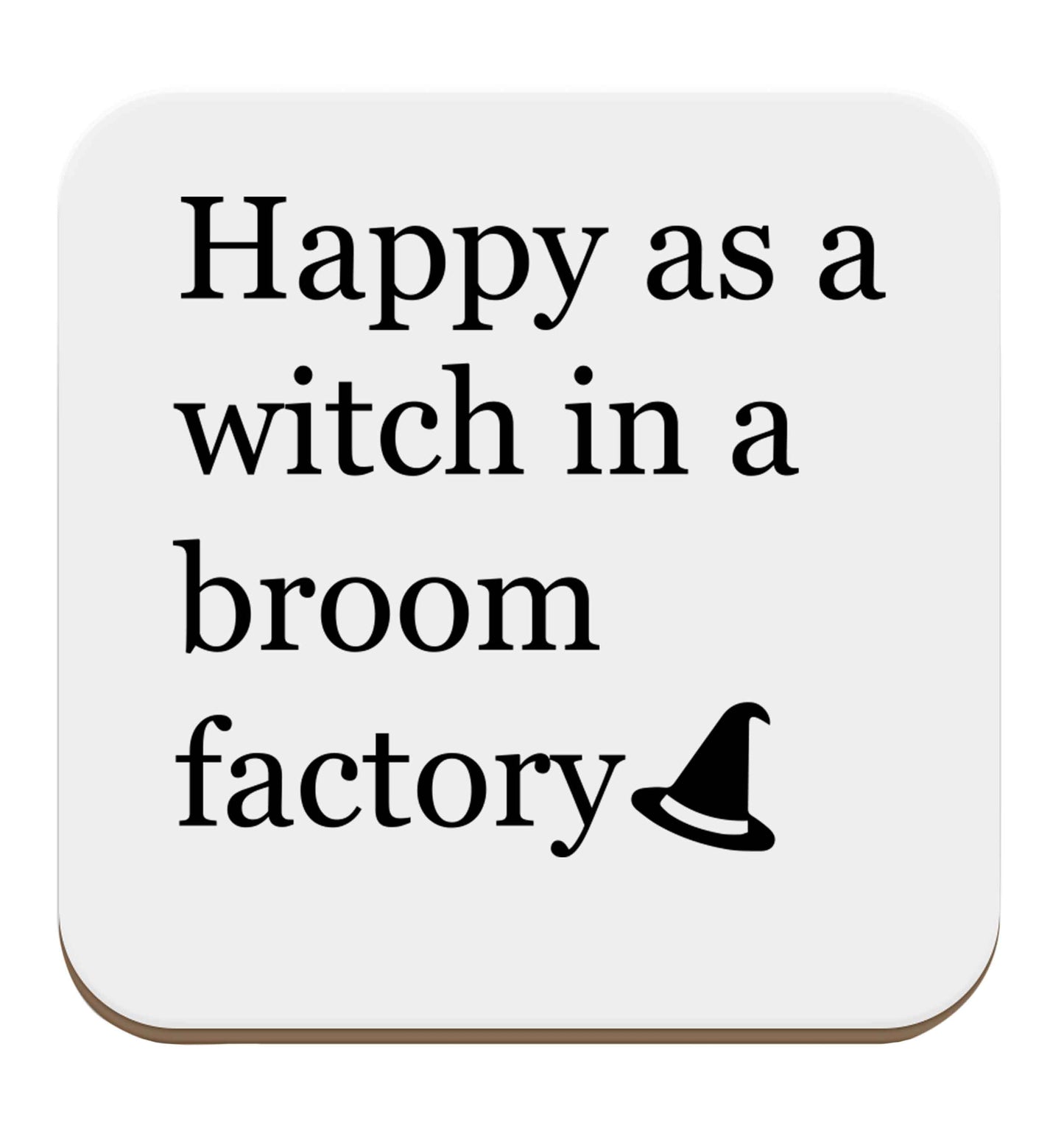 Happy as a witch in a broom factory set of four coasters