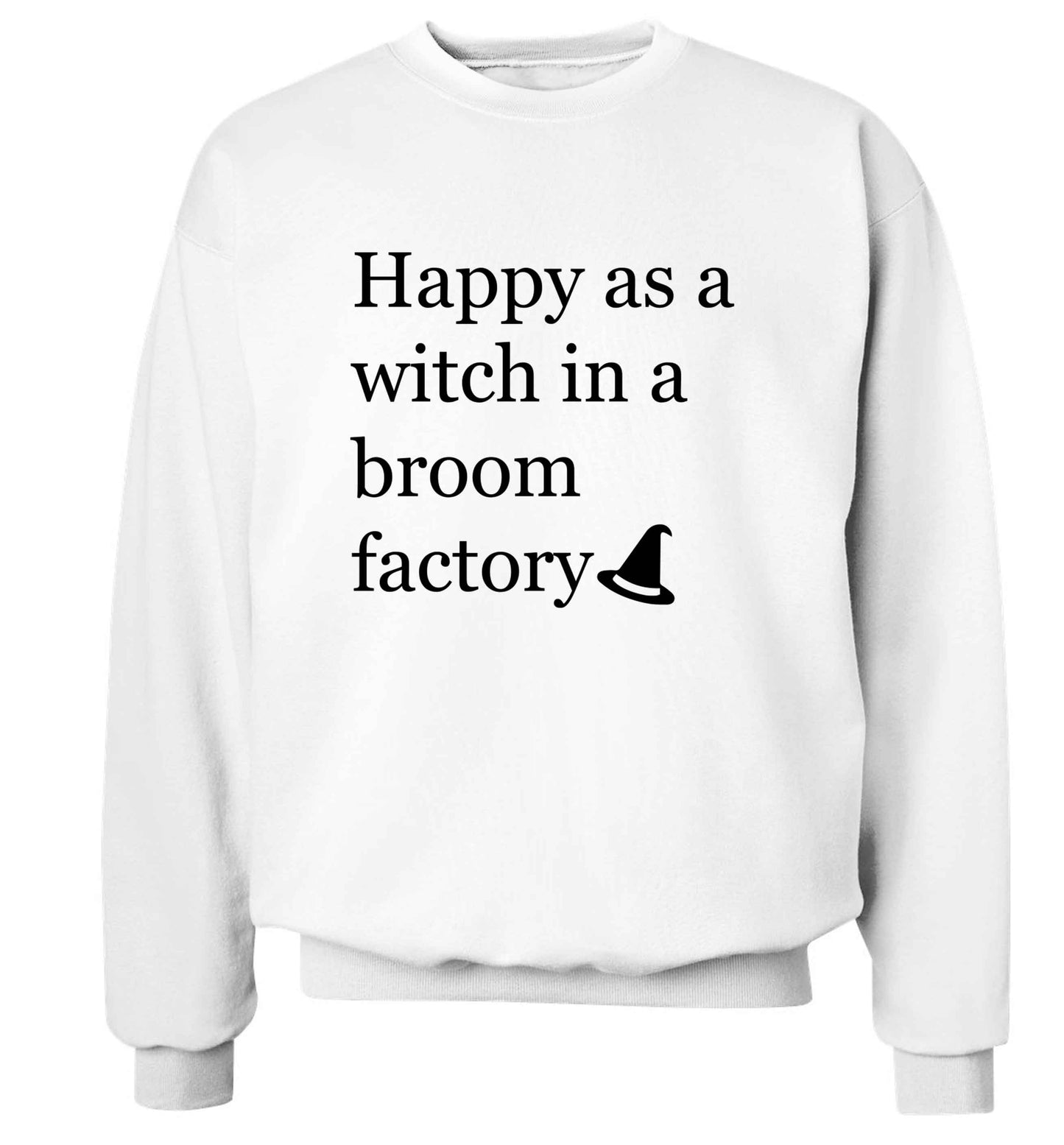 Happy as a witch in a broom factory adult's unisex white sweater 2XL
