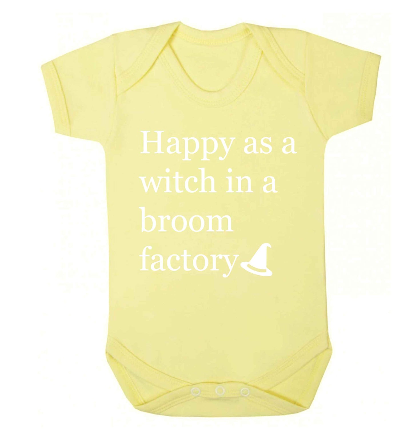 Happy as a witch in a broom factory Baby Vest pale yellow 18-24 months
