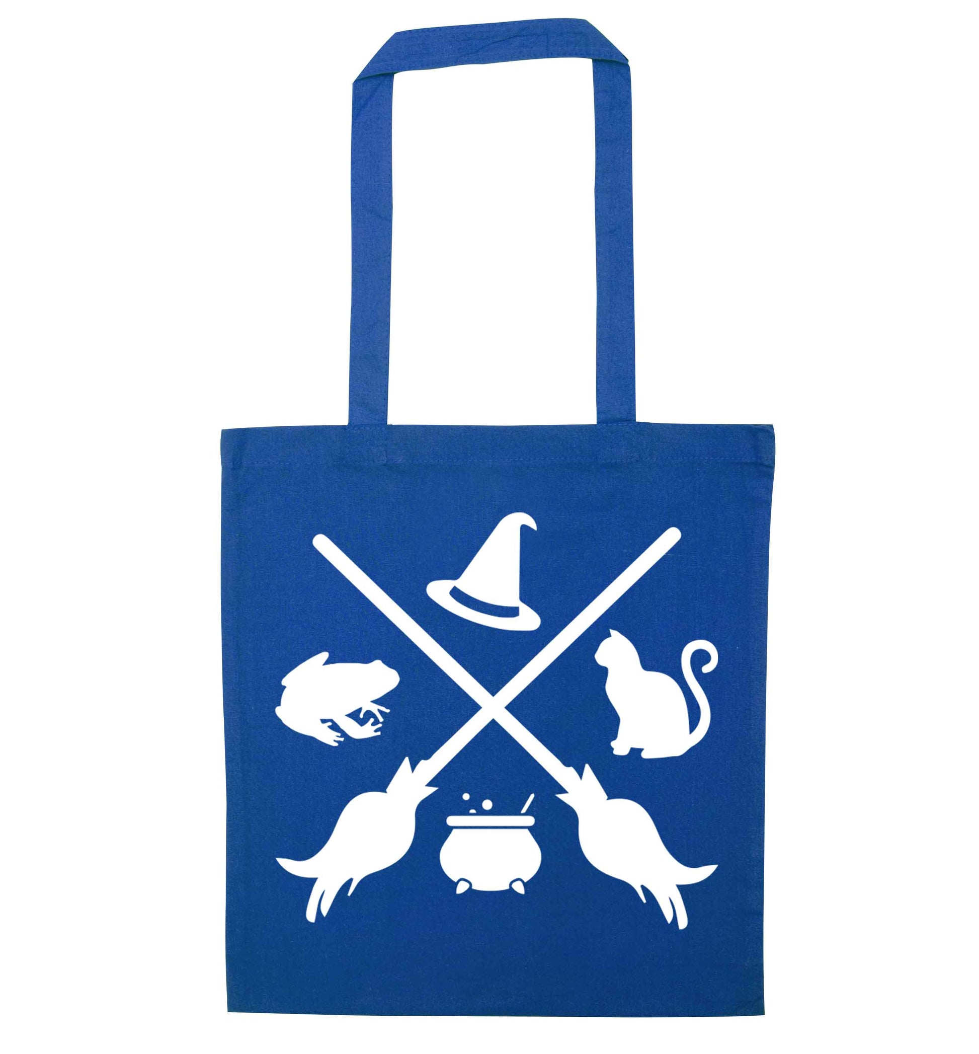 Witch symbol blue tote bag