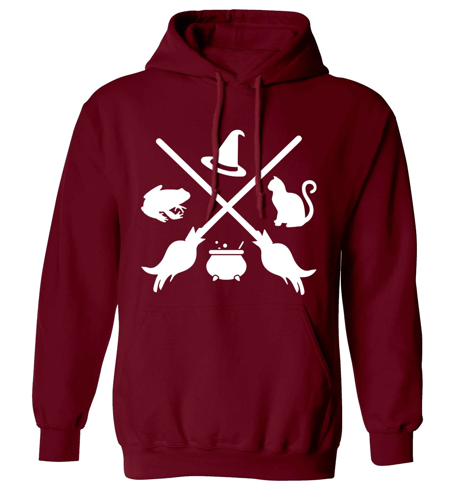 Witch symbol adults unisex maroon hoodie 2XL