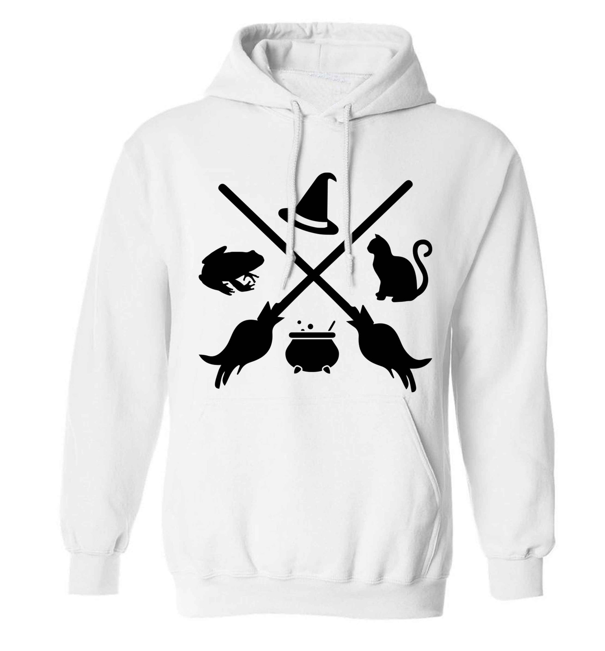 Witch symbol adults unisex white hoodie 2XL